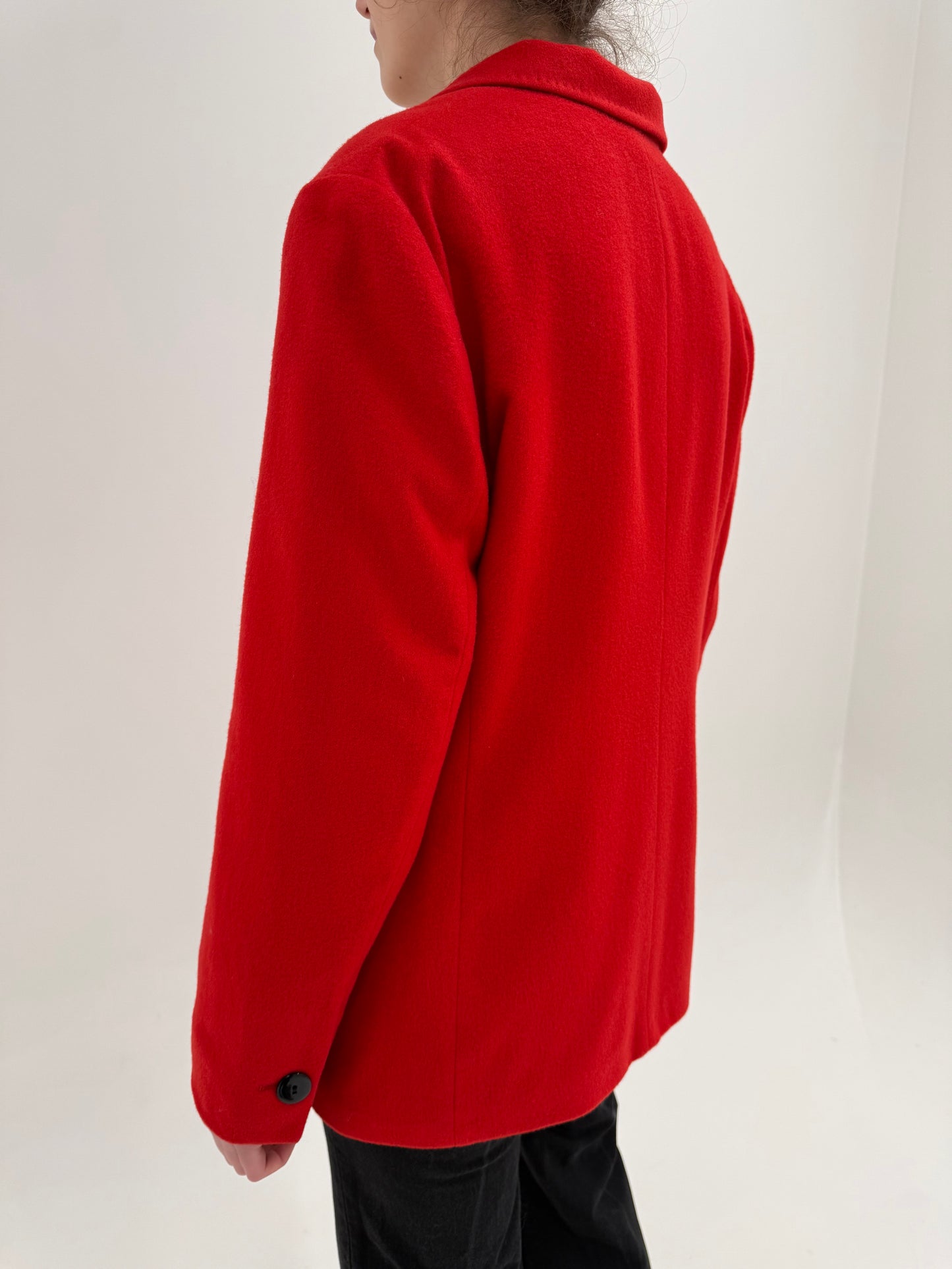 Sacou luxury Madeleine din stofa plină de 100% cașmir plin cherry red