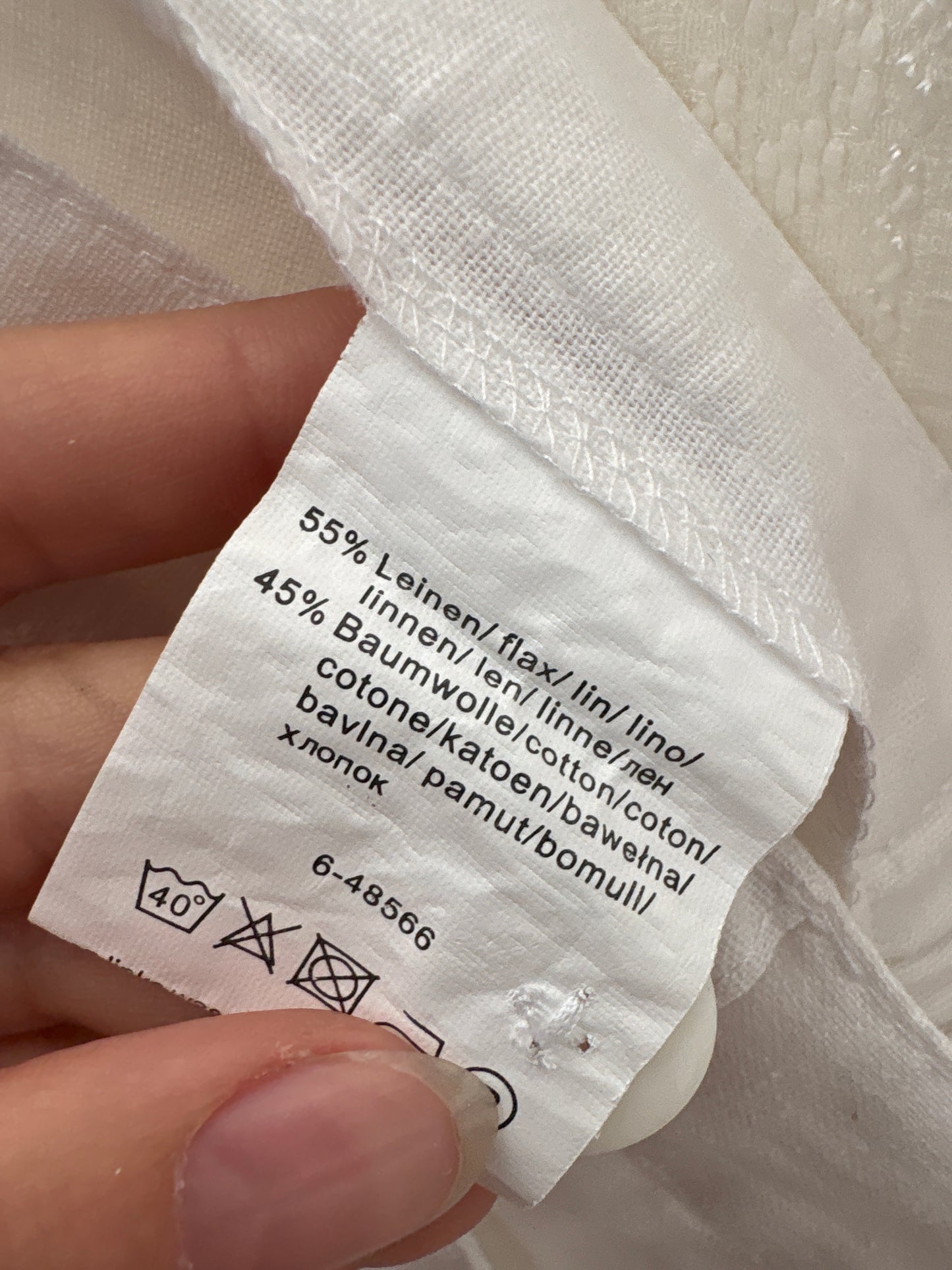 Pantaloni din pânză de in și bumbac în croi clasic