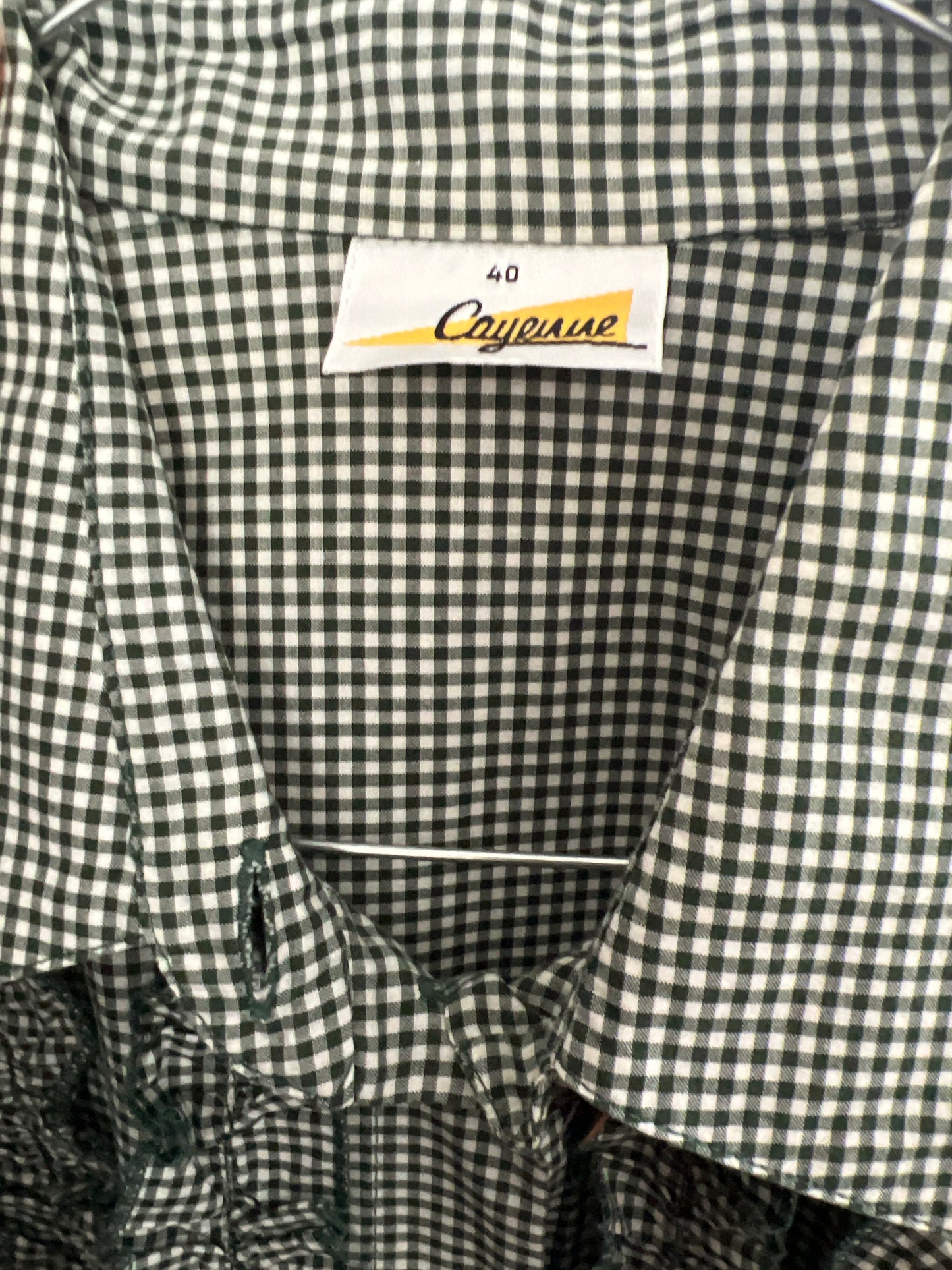 Cămașa gingham forest green cu volane volanase decorative