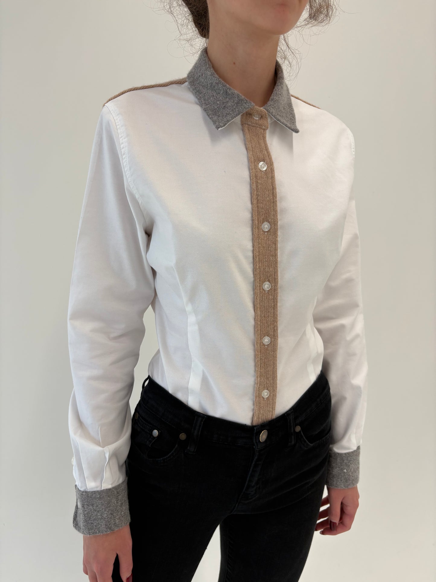 Cămașa premium din poplin de bumbac cu inserții de lana extrafina