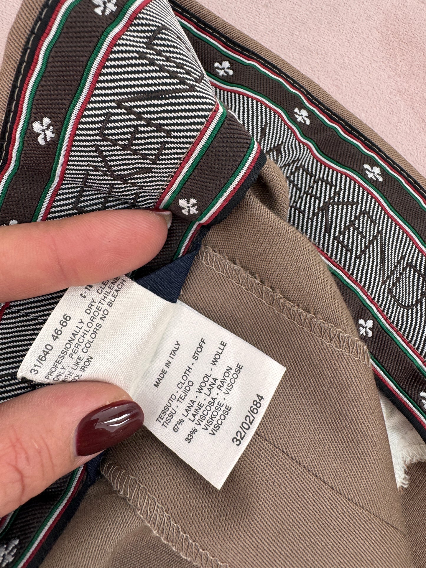 Pantaloni luxury Max Mara cu talie ultra marcată înaltă dark nude