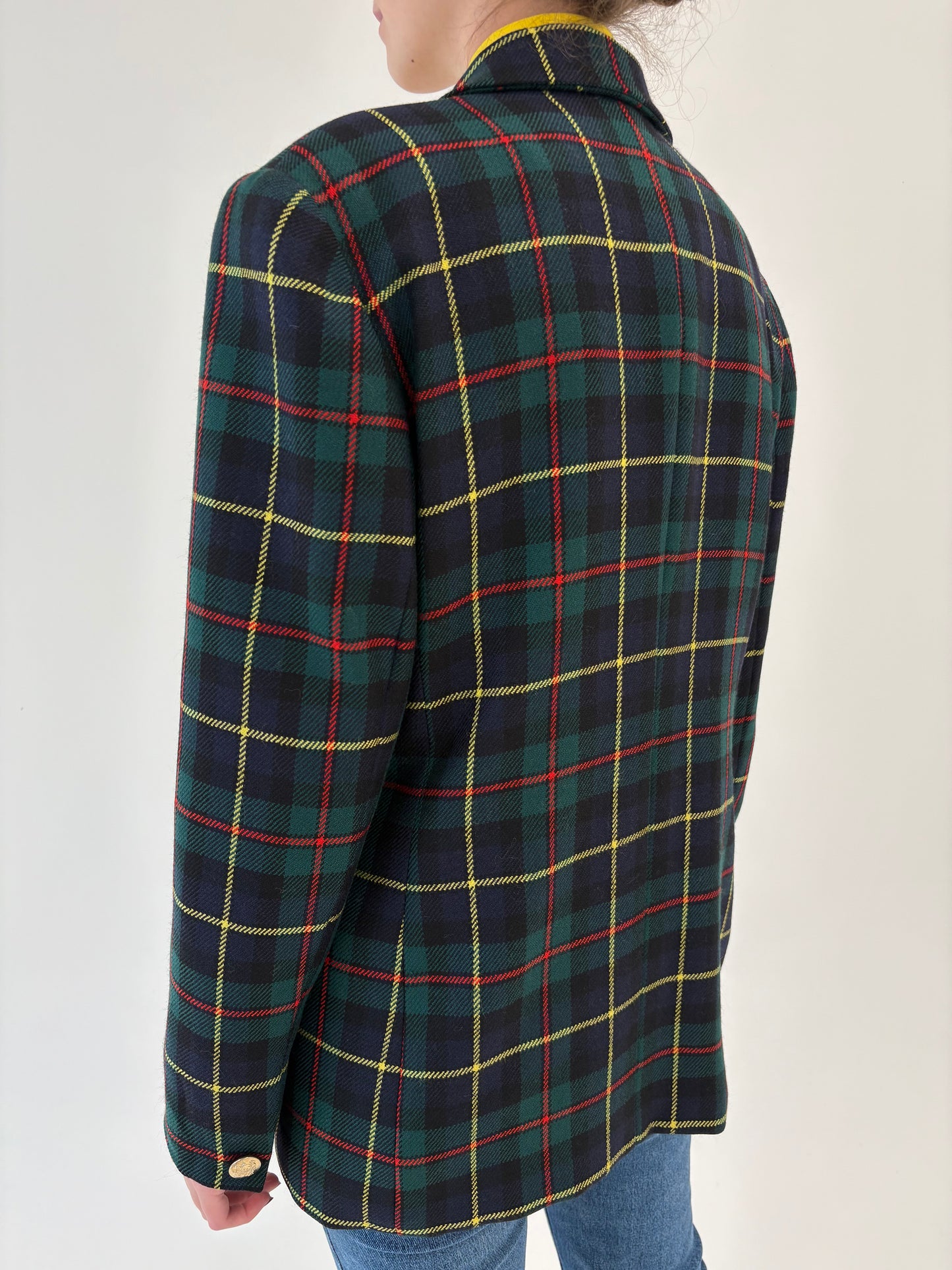 Sacou italian din Tartan gros de lana pura certificată ușor cambrat