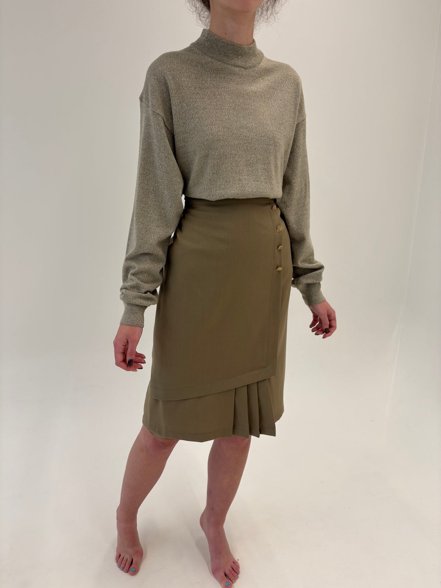 Fustă luxury italiană în croi chic din lana pura extrafina certificată