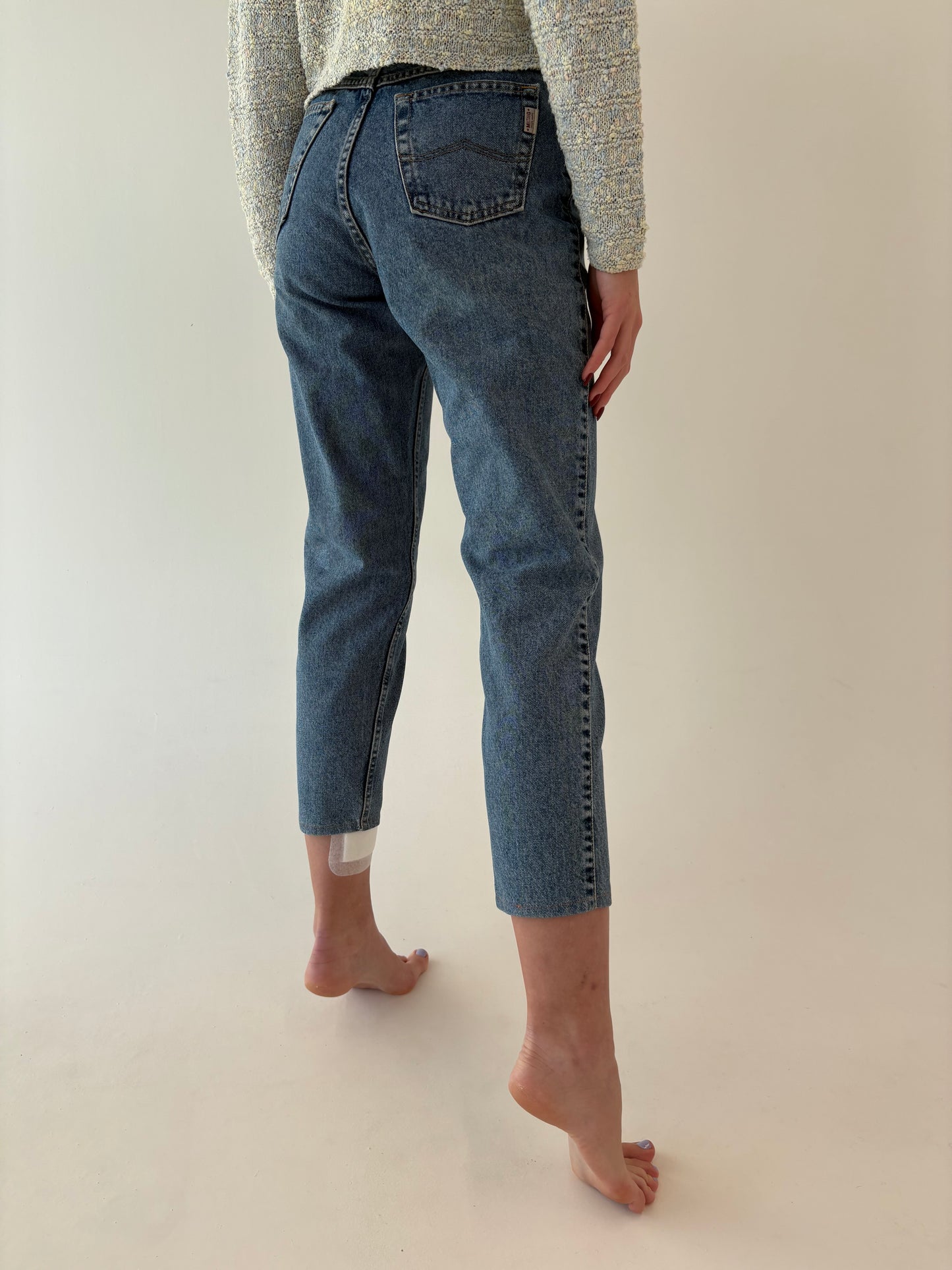 Jeans vintage premium mom fit cu talie înaltă