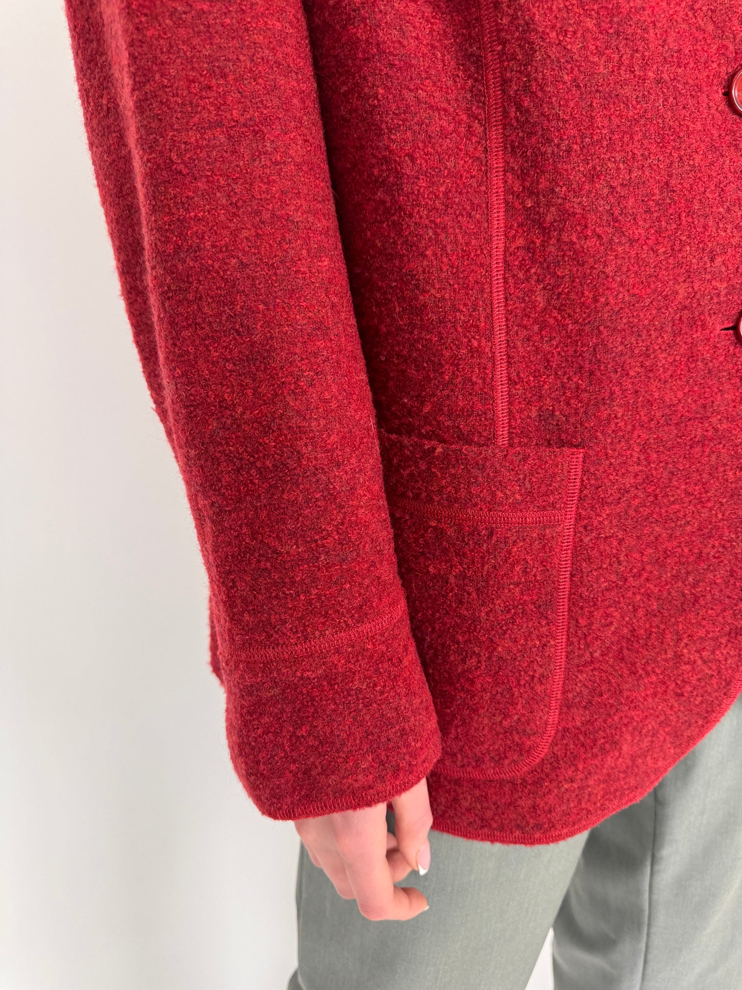 Sacou luxury Delmod din lana merino dark cherry red