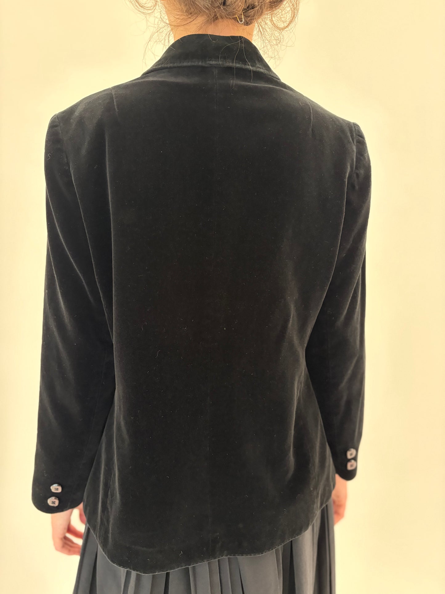 Sacou premium petite negru din catifea plină excepțională de bumbac