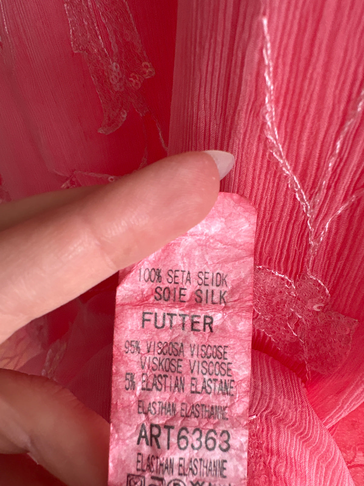 Tunica din mătase naturală cu broderie delicată în croi amplu salmon pink