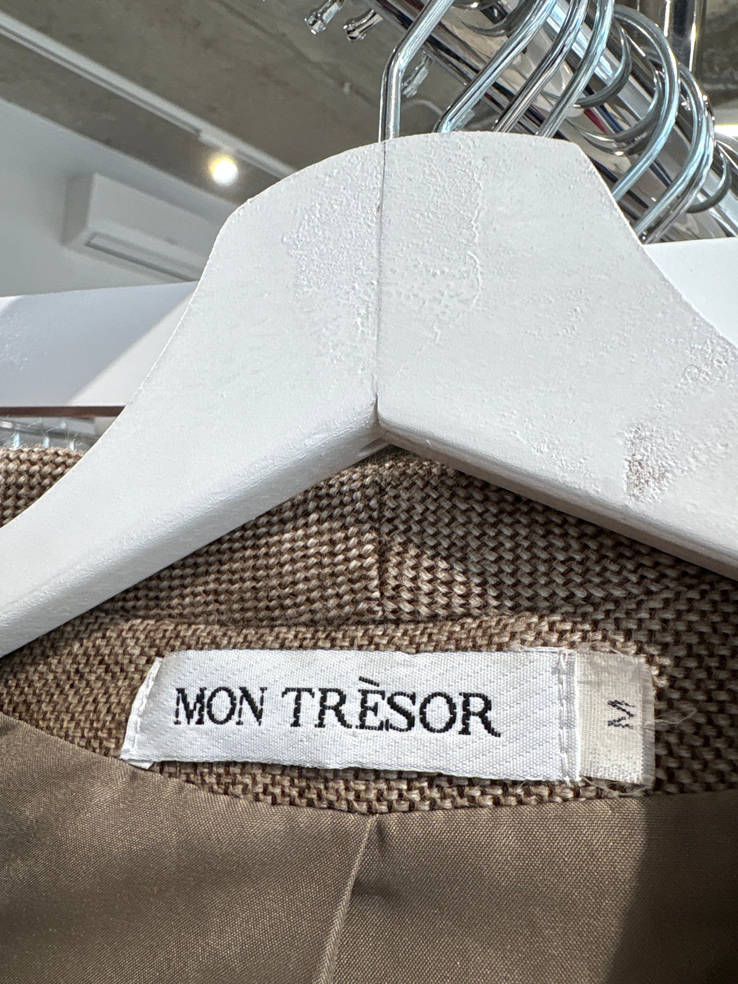 Sacou vintage cambrat chocolate brown cu ivoire din lana plină extrafina