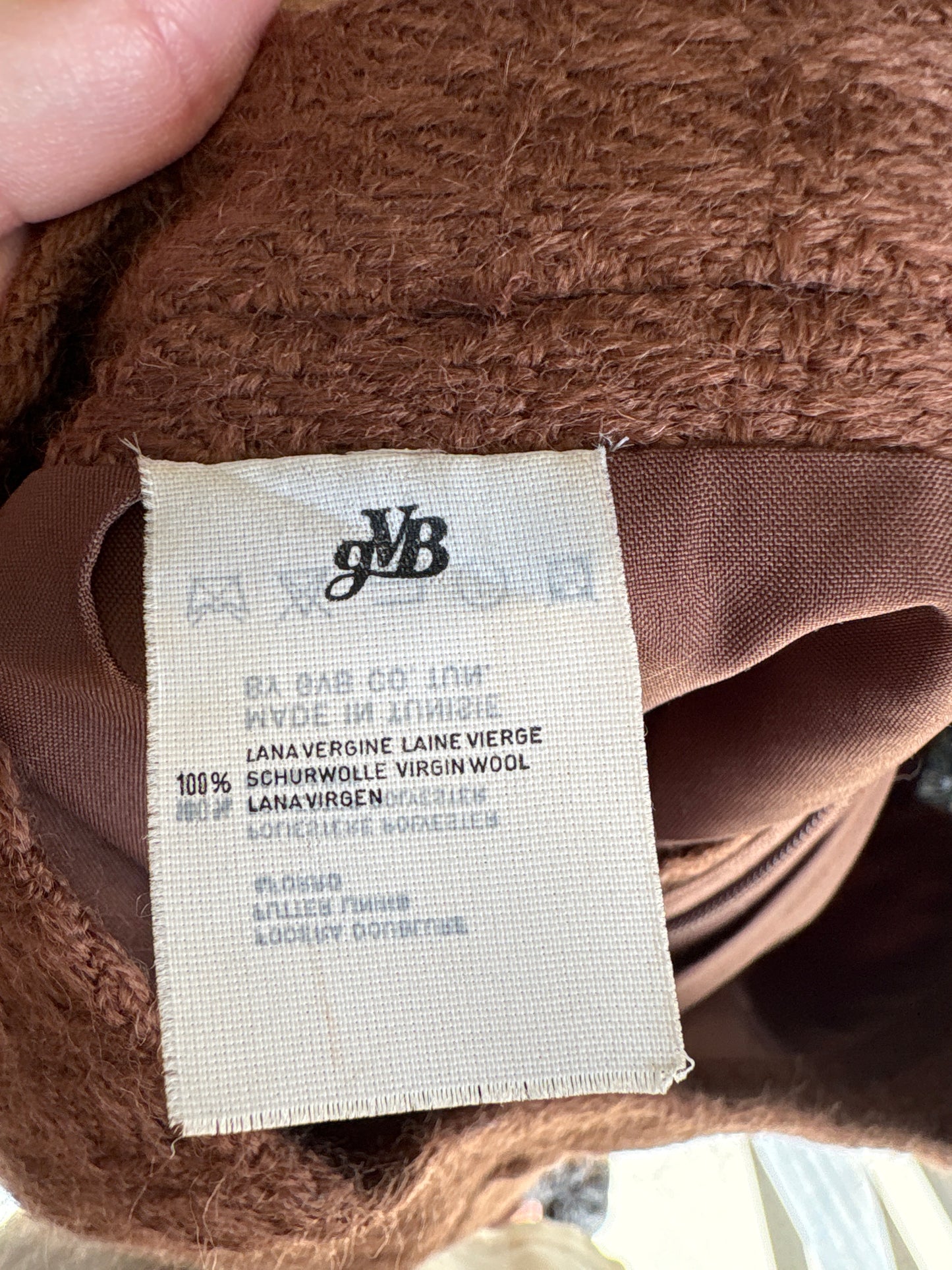 Fustă caramel brown din tweed excepțional de lana cu talie ultra înaltă