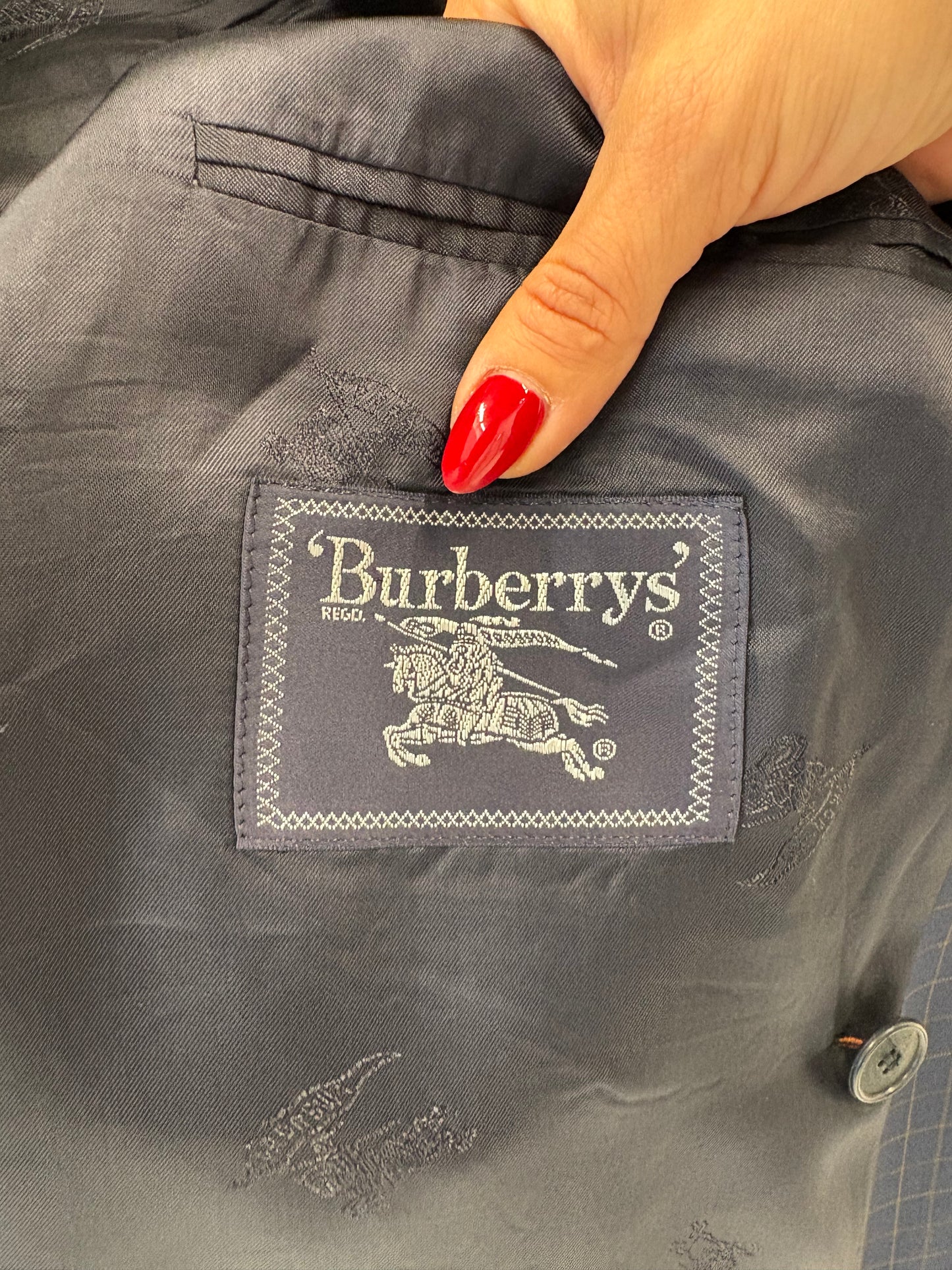 Sacou Burberry vintage plus size petite în carouri fine camel din lana extrafina