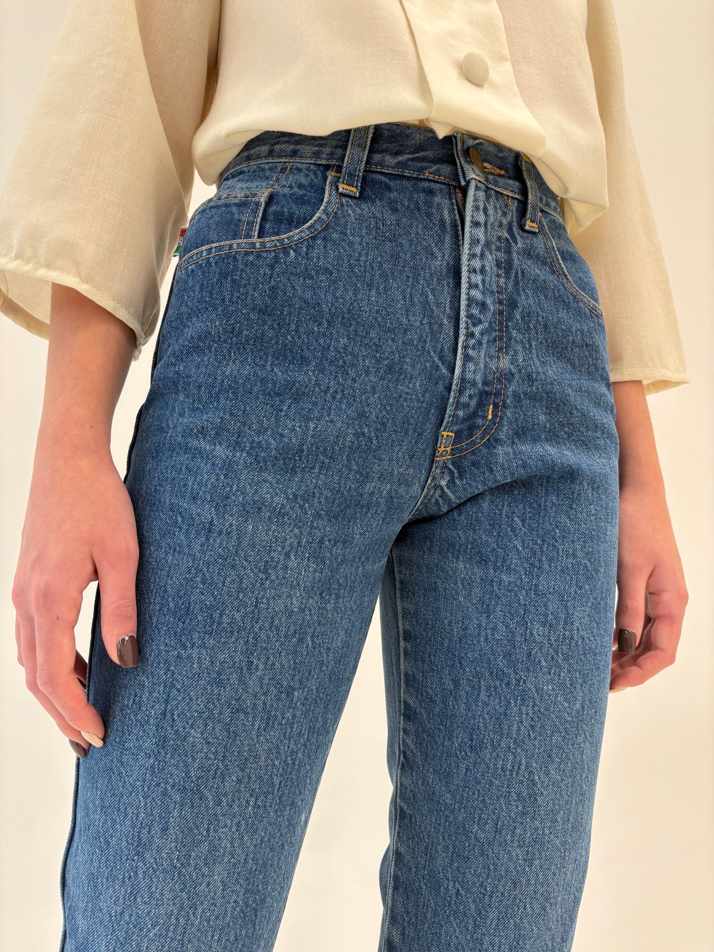 Jeans luxury Moschino petite cu talie ultra înaltă