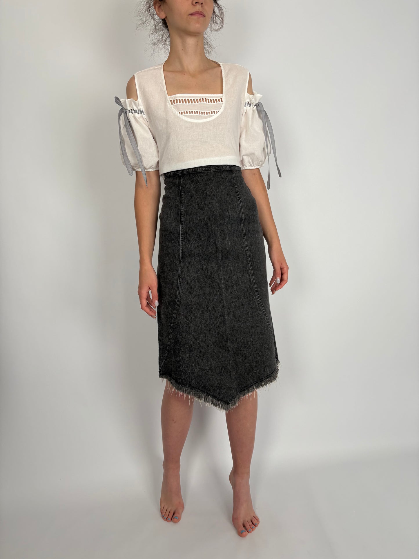 Fustă italiană din jeans modelator