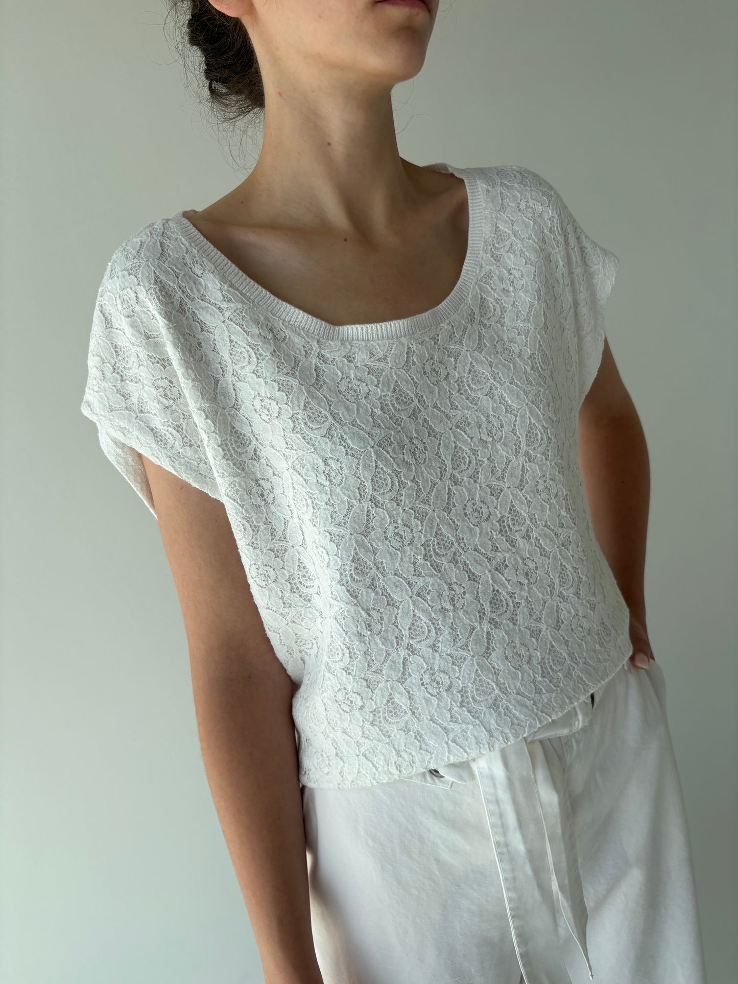 Top din jerse de bumbac și dantelă premiul