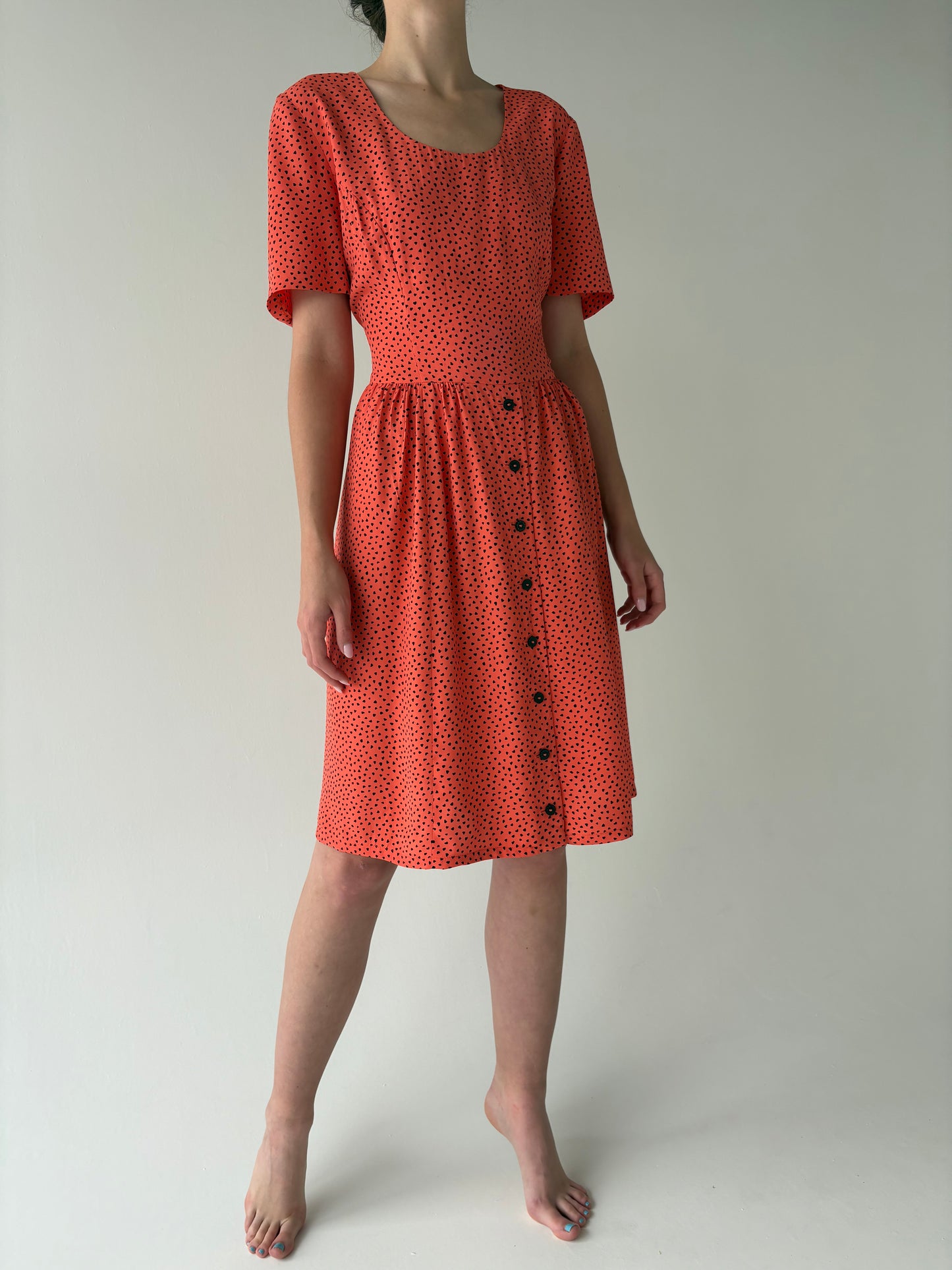 Rochie vintage vaporoasă tangerine orange