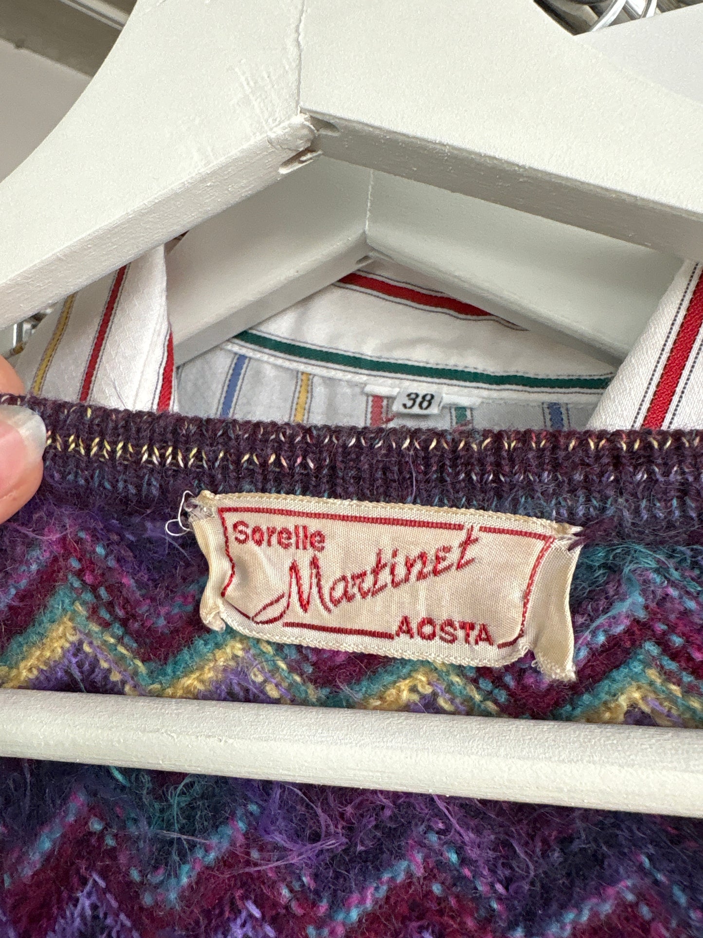 Cardigan vintage italian excepționali în stil Missoni din lana extrafina