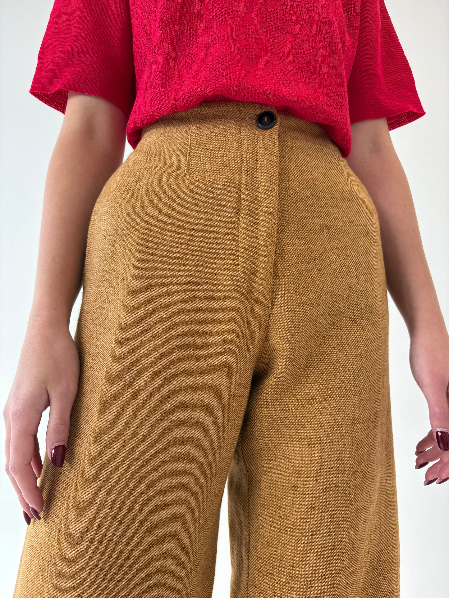 Pantaloni palazzo de brand luxury Pomandere dark camel