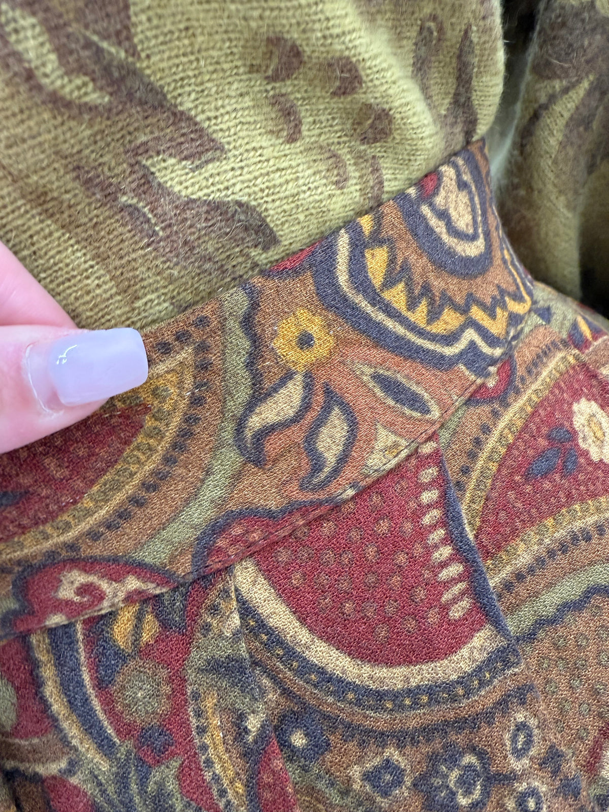 Fustă plisată vintage italiană din lana extrafina cu print superb și talie ultra înaltă