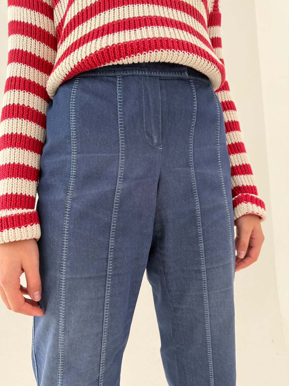 Pantaloni de brand premium plus size italian cu aspect de jeans ultra confort