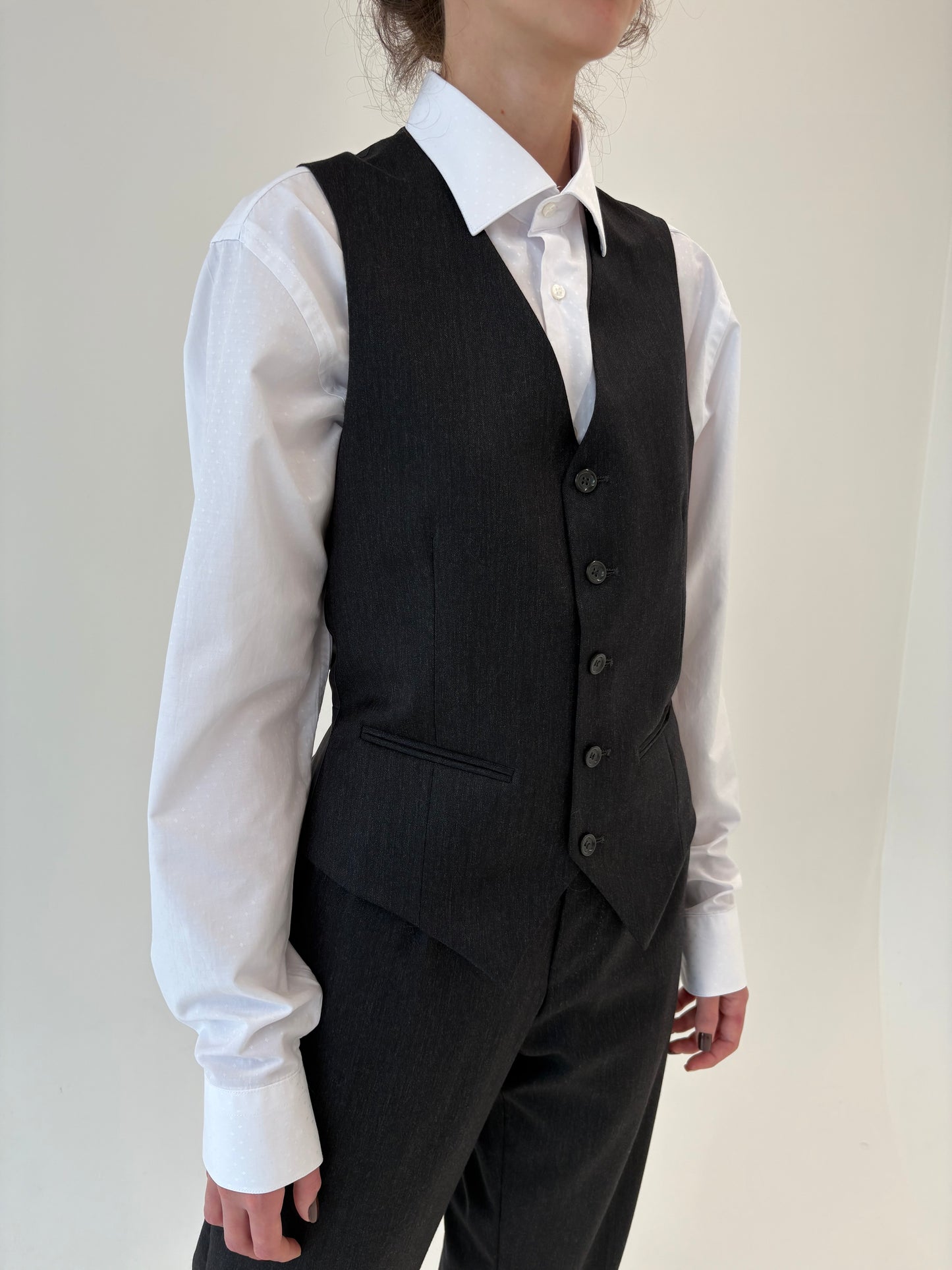 Costum italian charcoal gray din 3 piese și lana extrafina