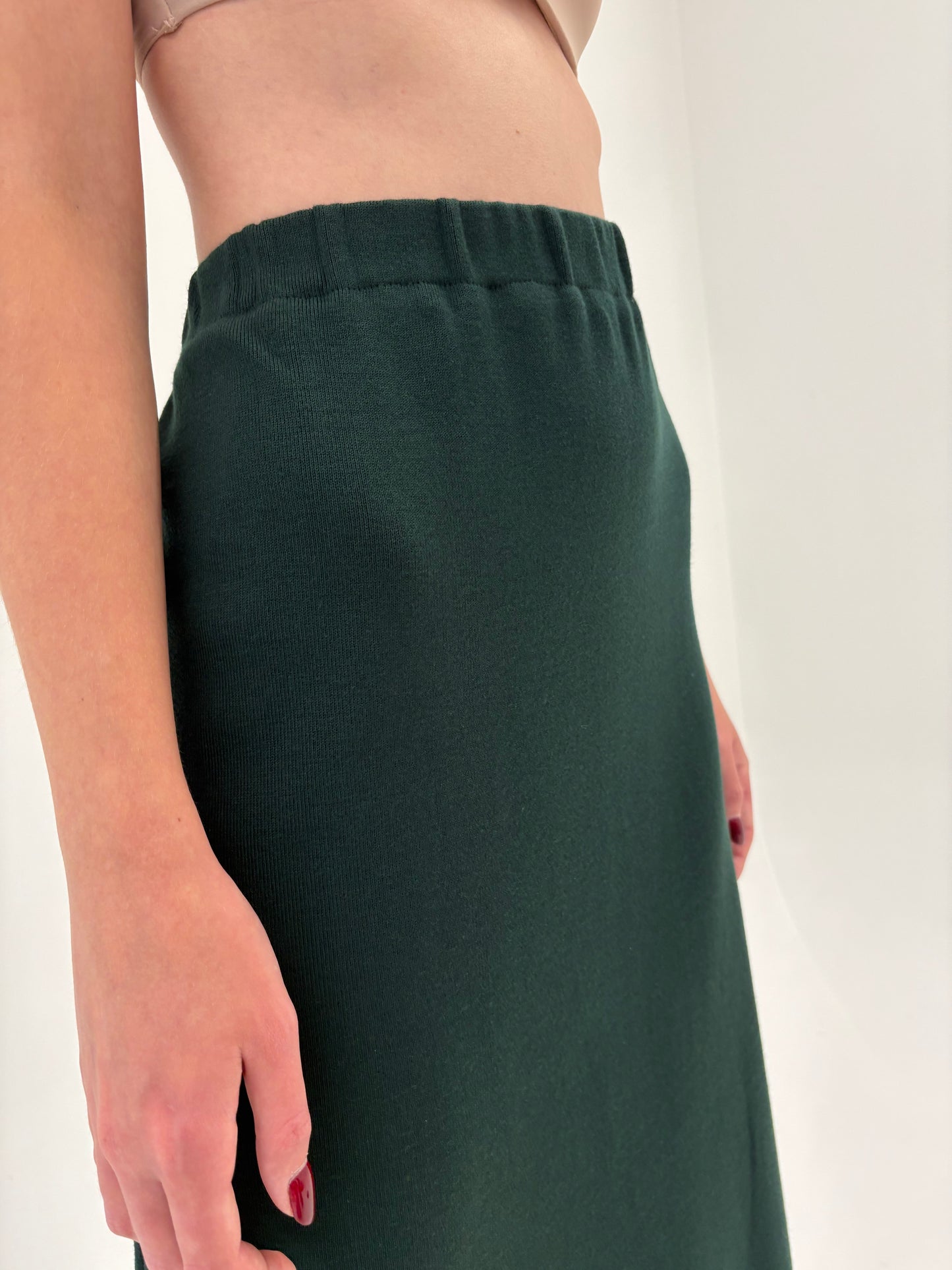 Fustă forest green din jerse de lana extrafin
