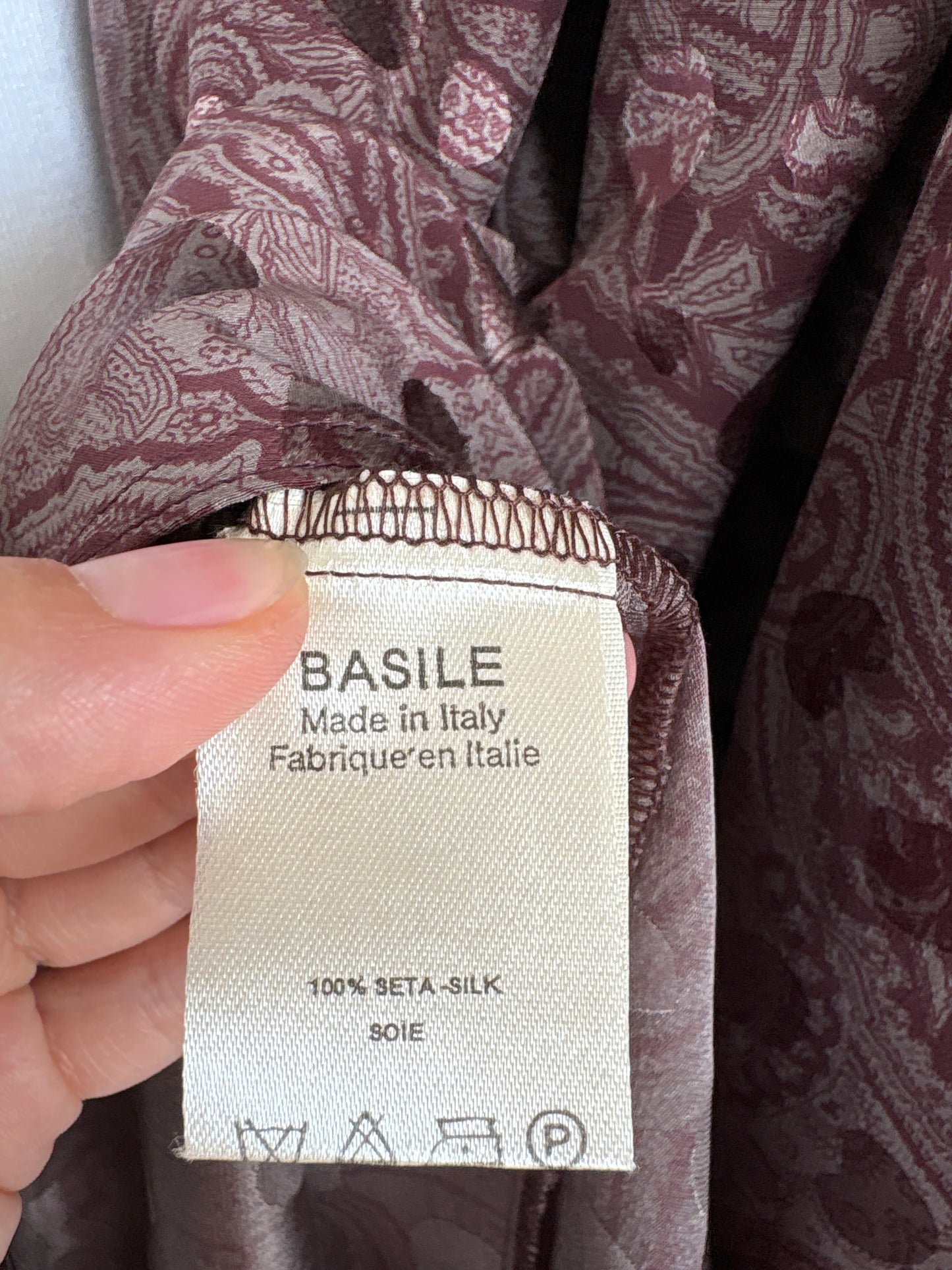 Fustă italiană din mătase naturală cu print paisley și talie ultra înaltă