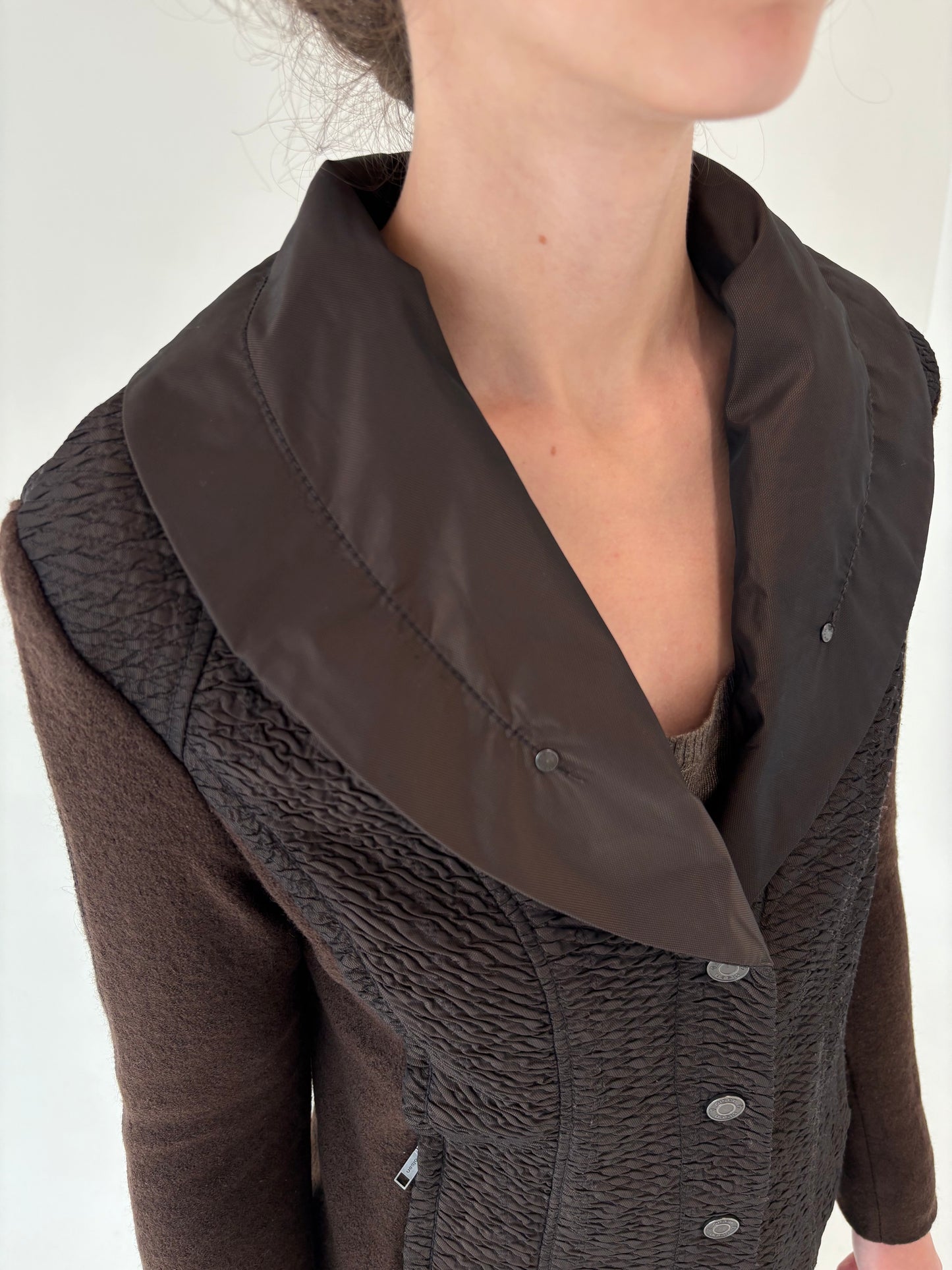 Sacou petite cambrat chocolate brown din boiled wool extra confort