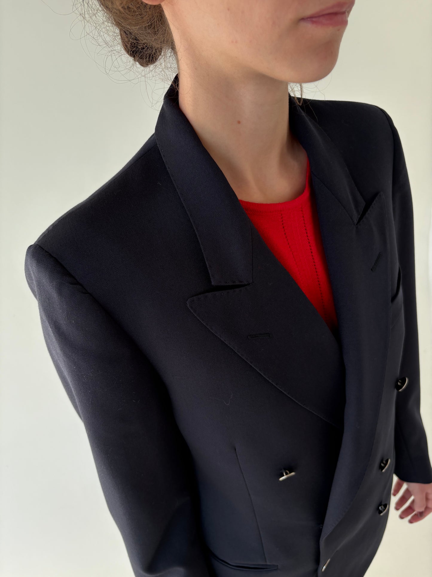 Sacou vintage italian excepțional cu nasturi metalici și închidere dublă