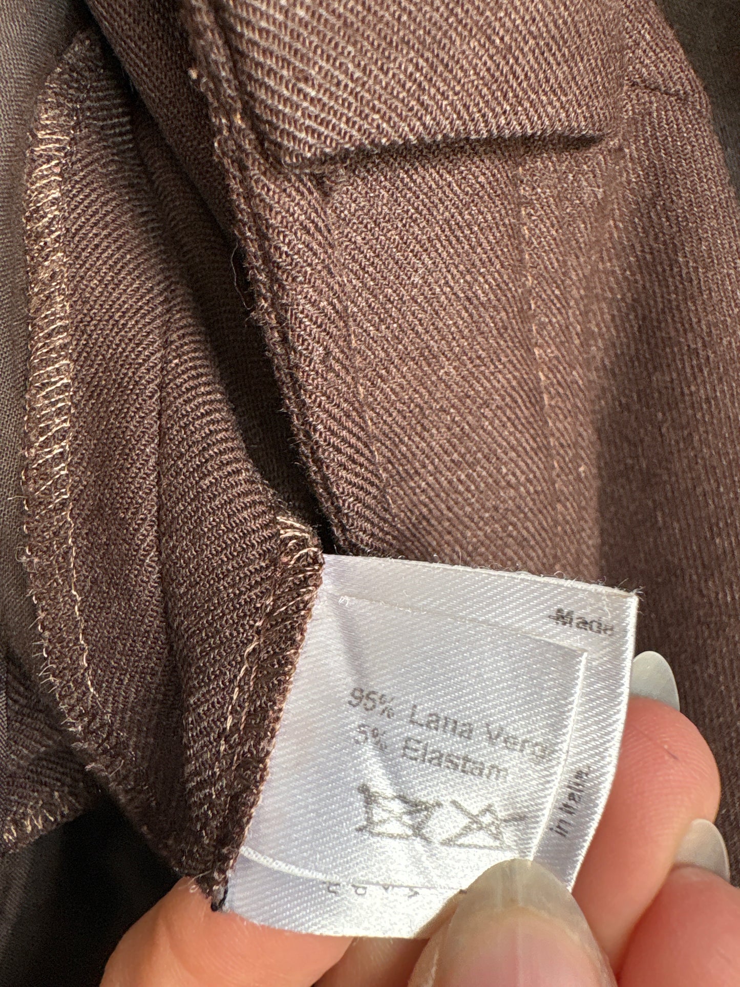Pantaloni luxury Luisa Spagnioli din lana extrafina strech chocolate brown