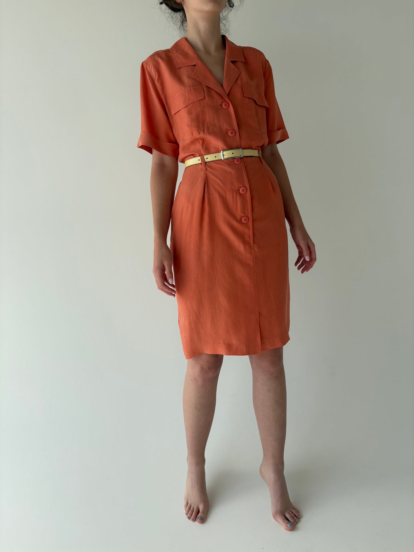 Rochie vintage din mătase naturală cu talie ultra înaltă marcată