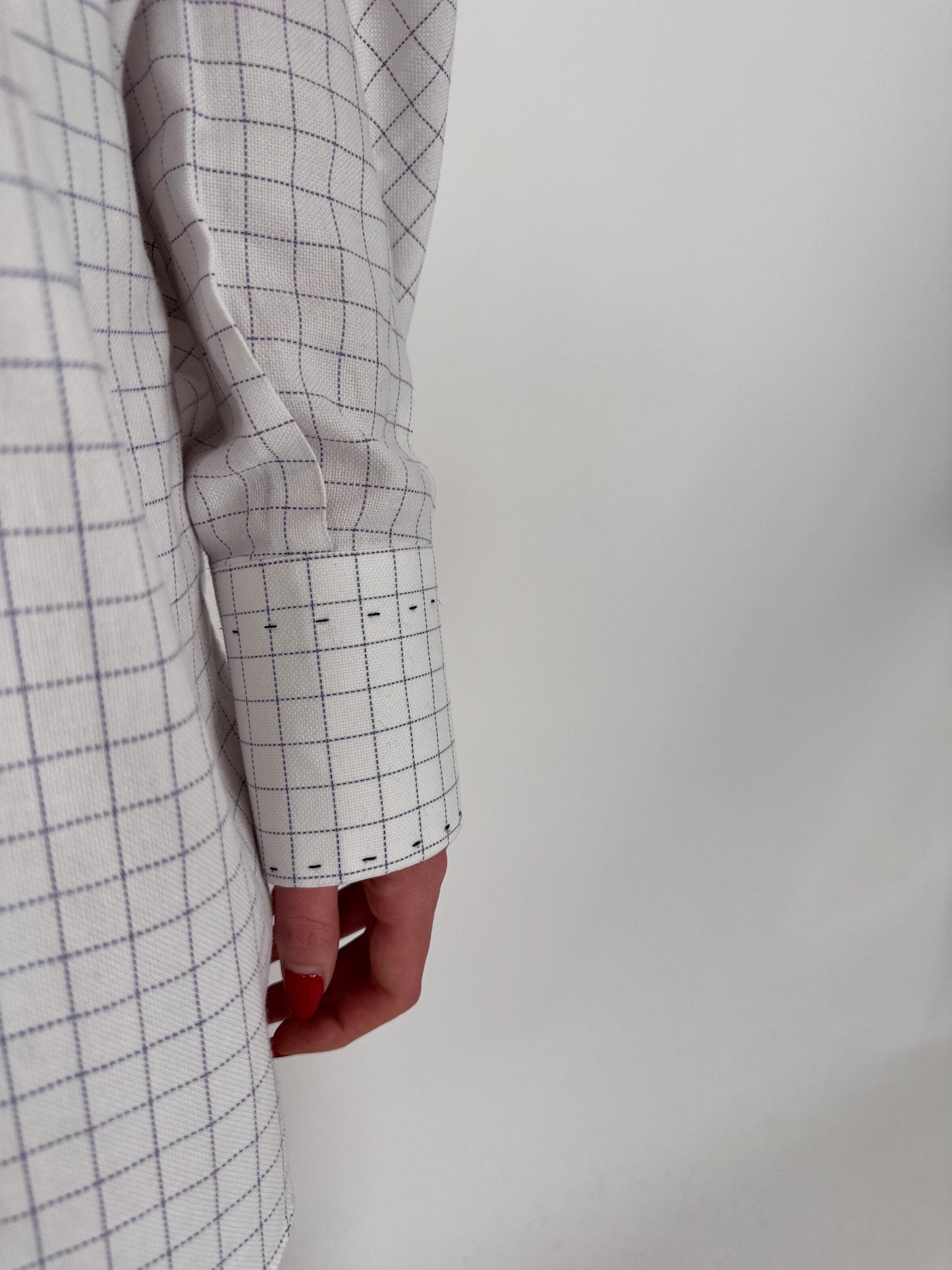 Cămașa luxury italiană din poplin texturat în carouri violet