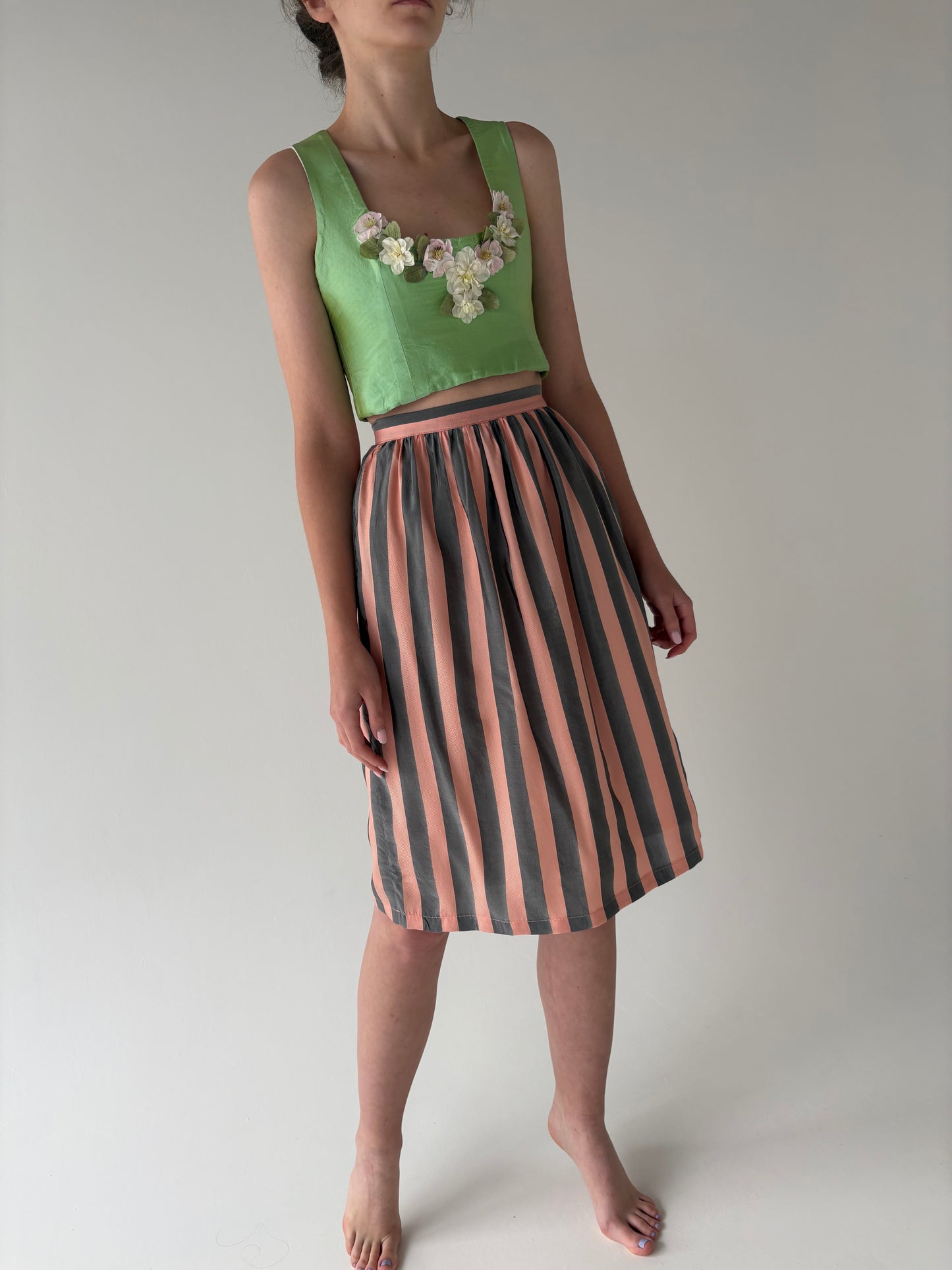 Fustă vintage italiană de designer din mătase naturală