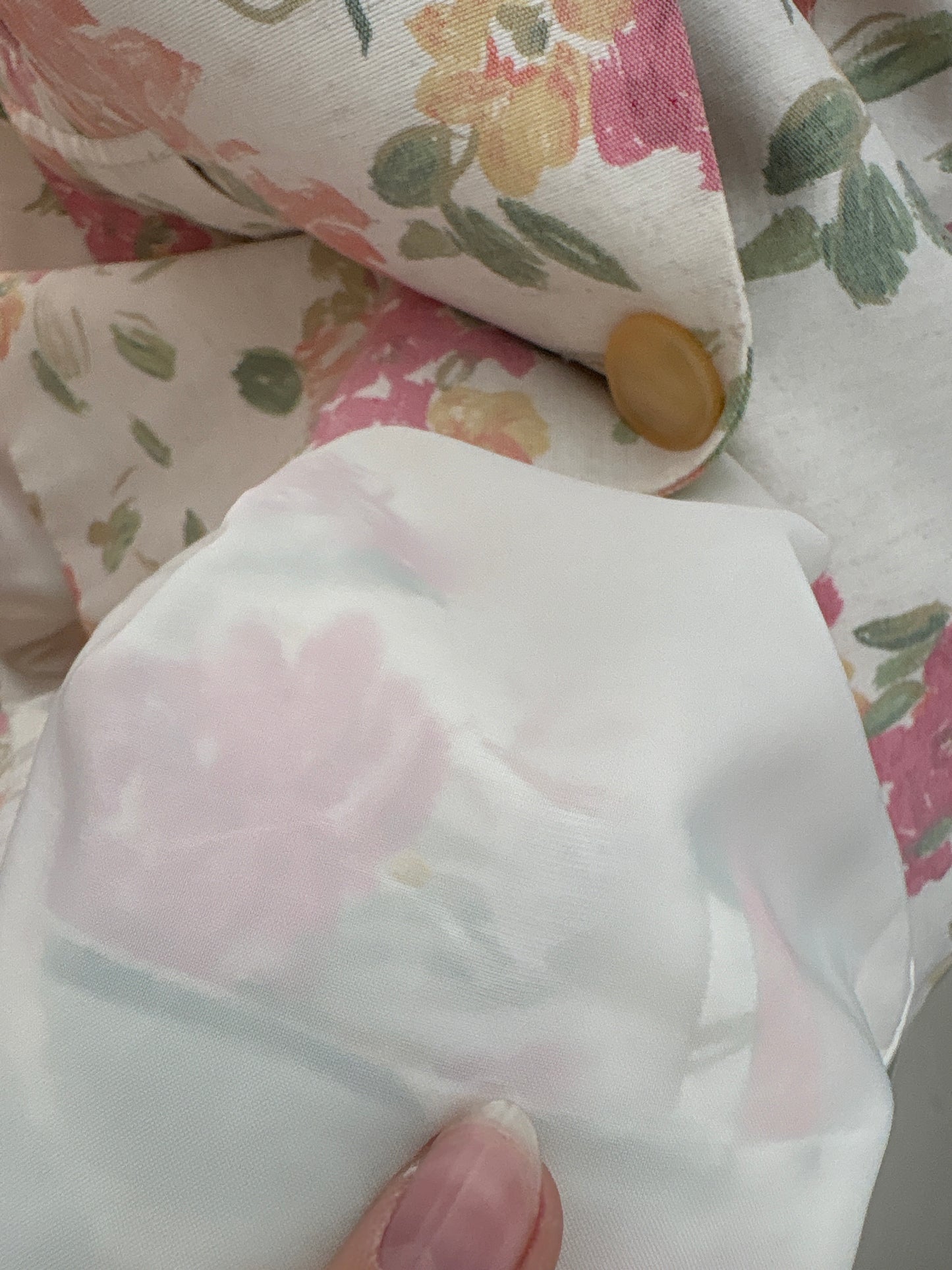 Sacou în croi minimalist din in cu print floral în culori pudrate