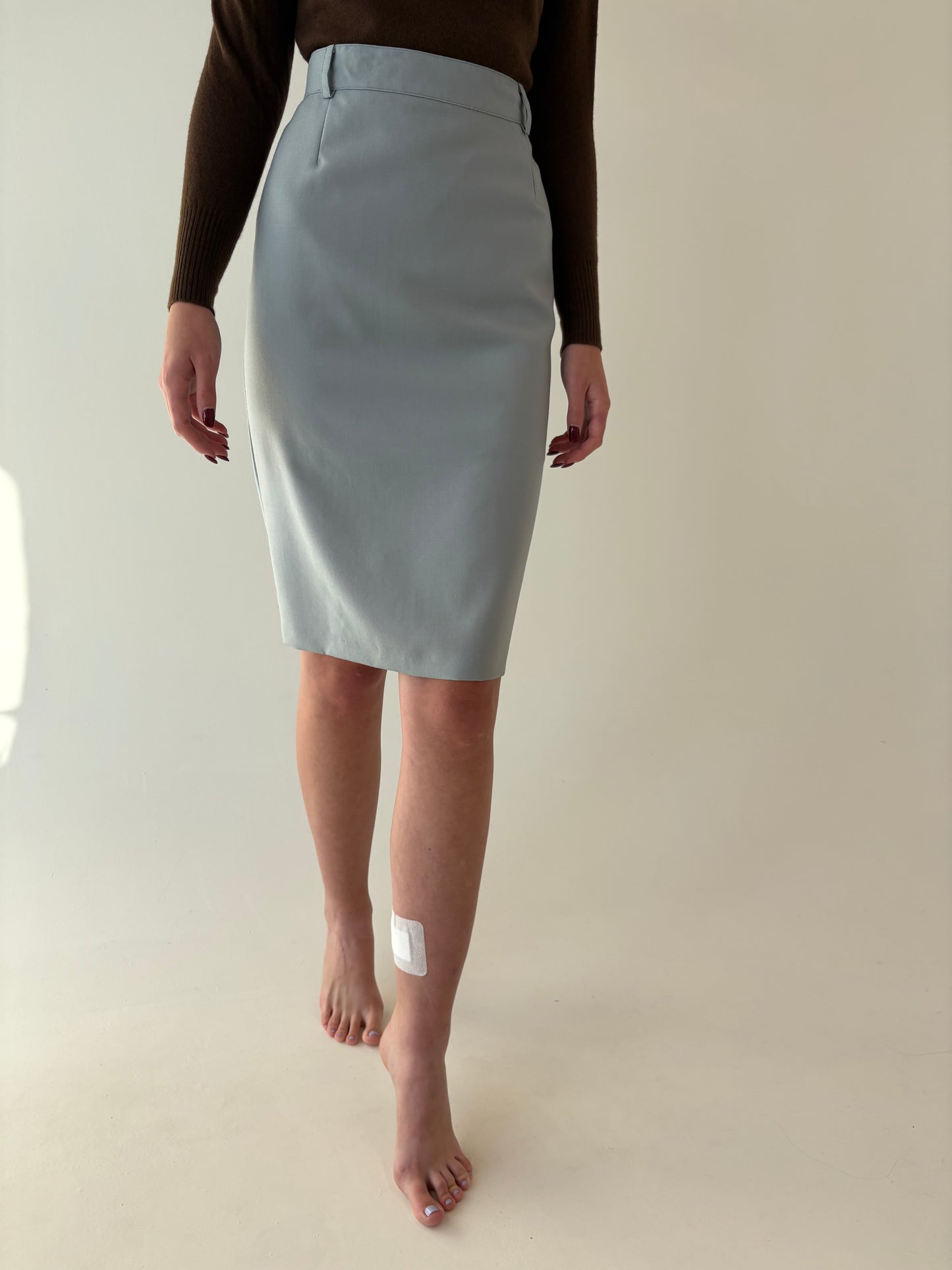 Deux piece baby blue în stil clasic revenit în trend din lana extrafina