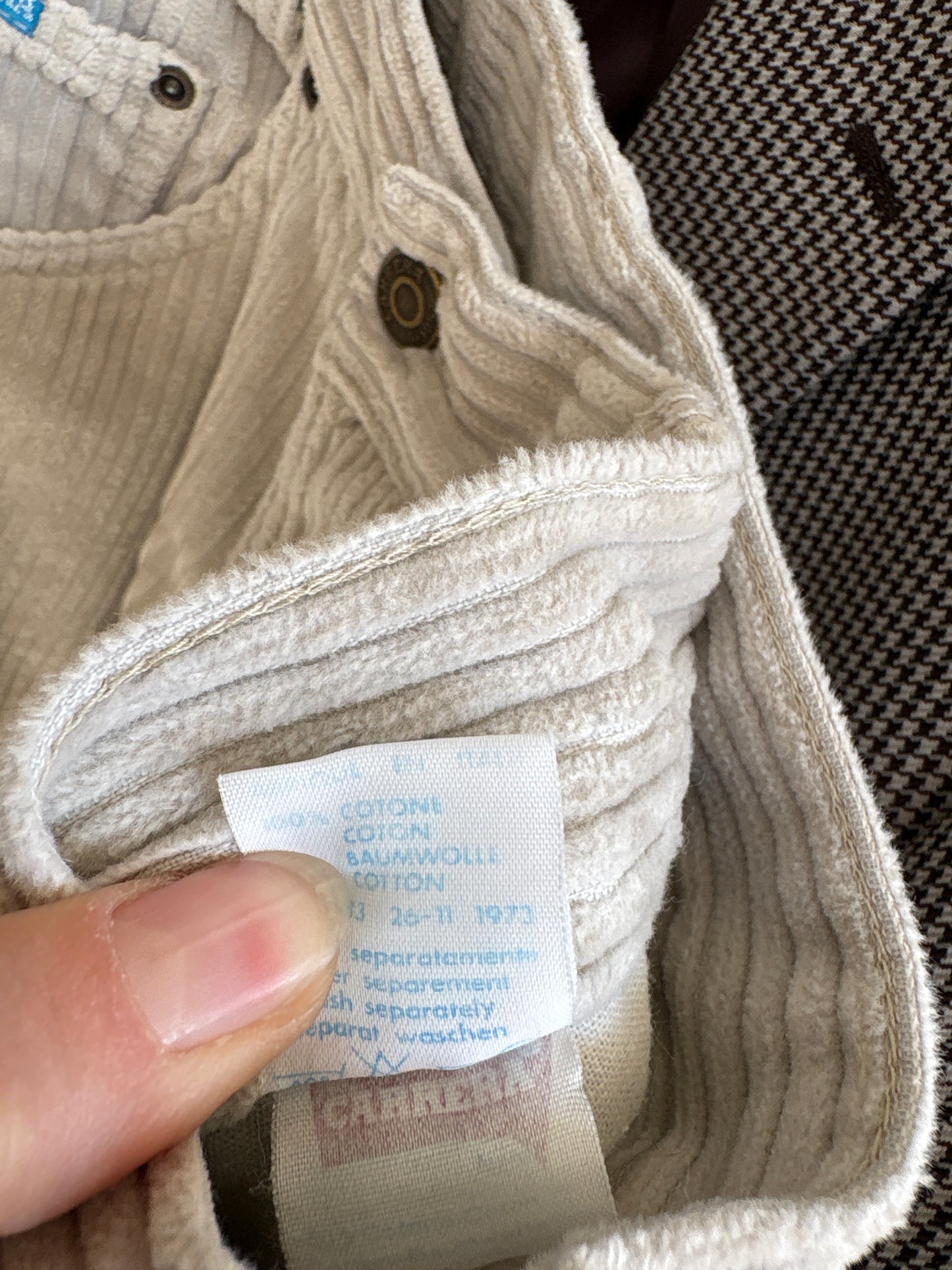 Pantaloni vintage italienești din corduroy gros off white