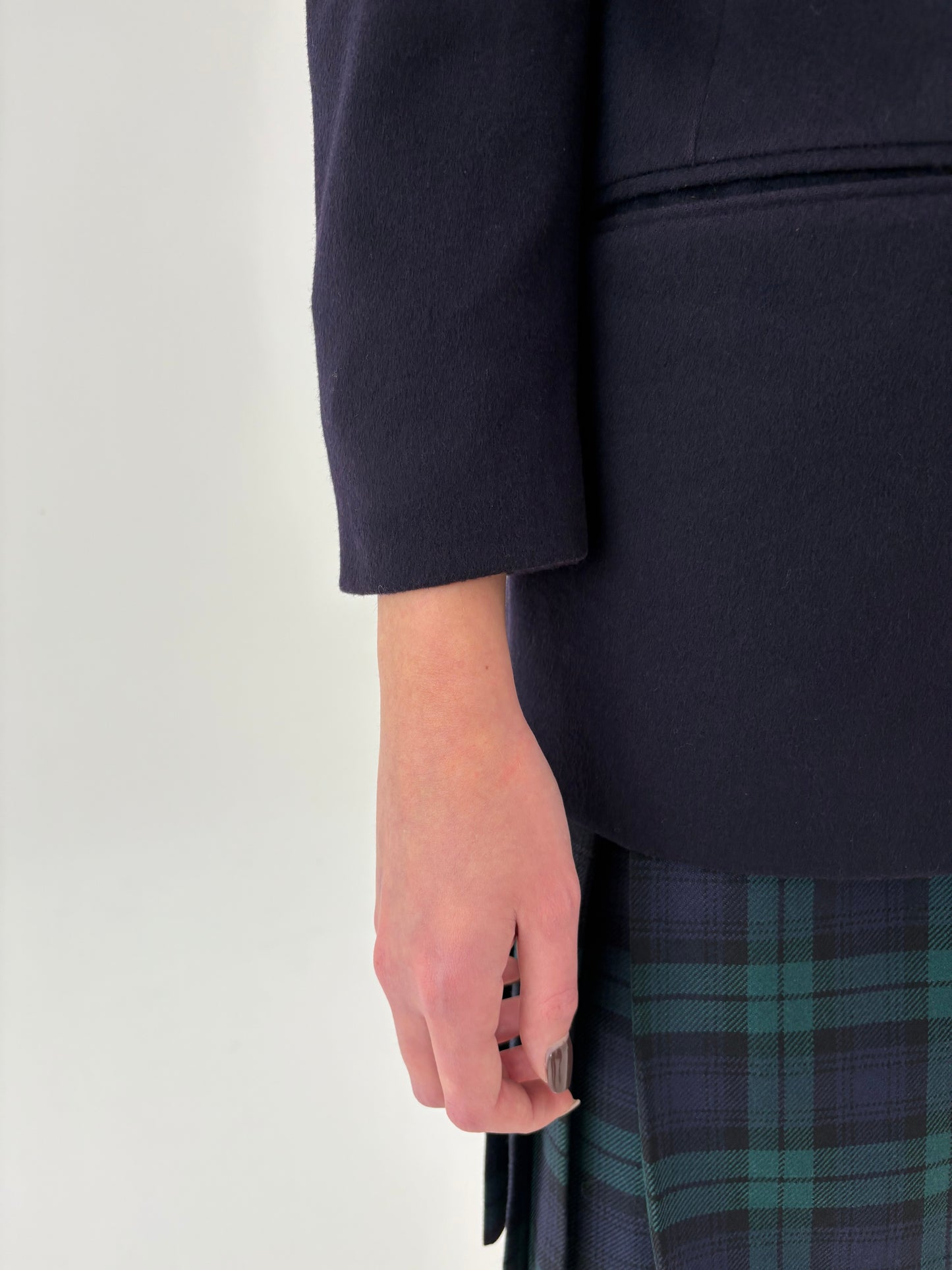 Sacou petite Navy din stofă plină de lana cu cașmir