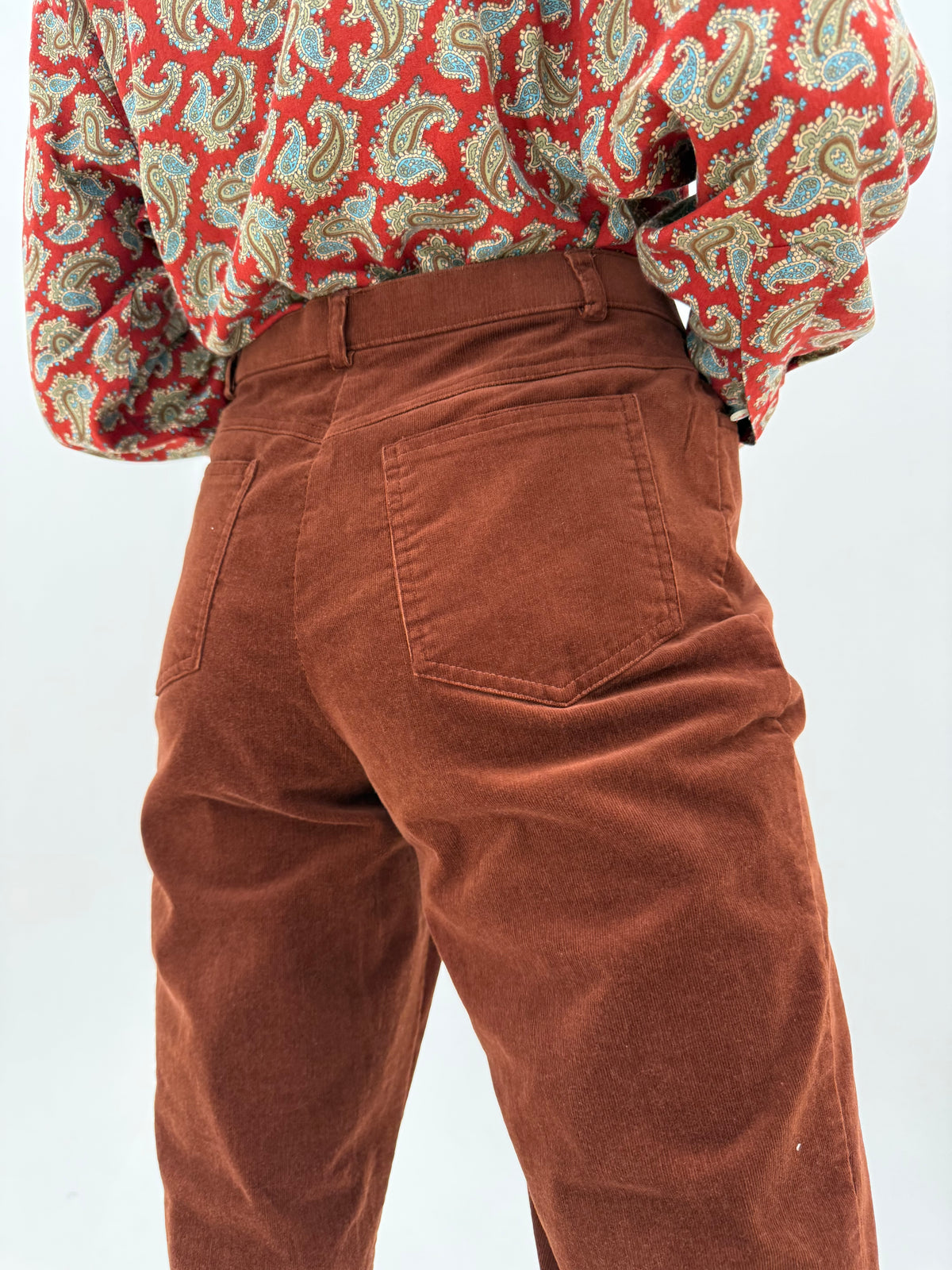 Pantaloni caramel brown din catifea premium boot cur ultra confort modelatoare