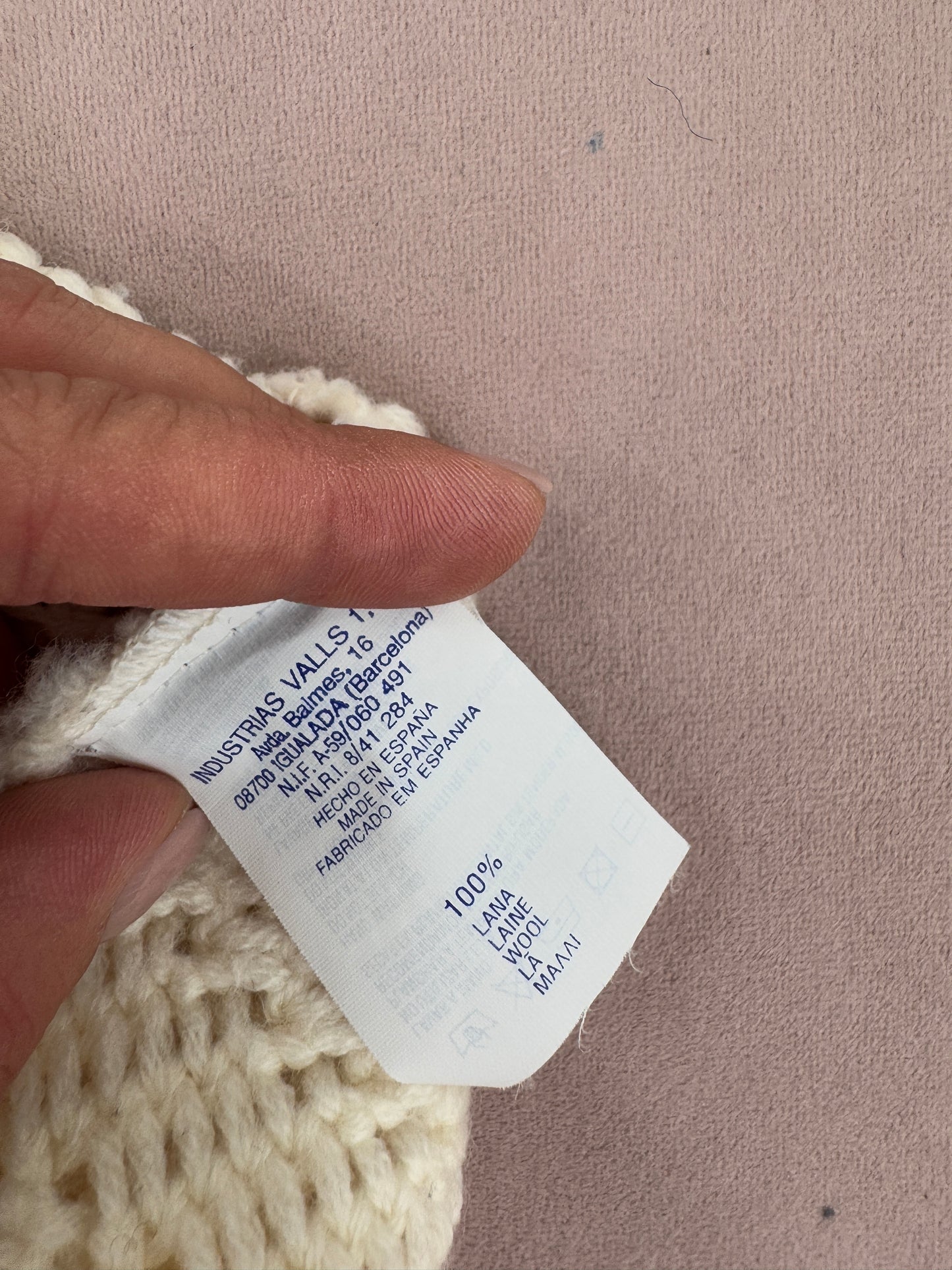 Maleta texturată de gramaj mare linen nude din lana extrafina