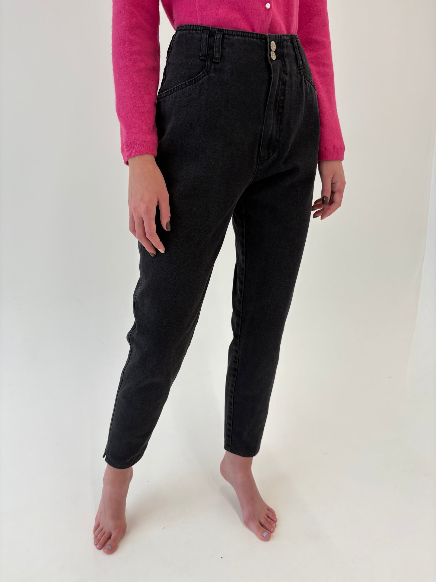 Jeans vintage premium mom fit cu talie ultra înaltă dark wash