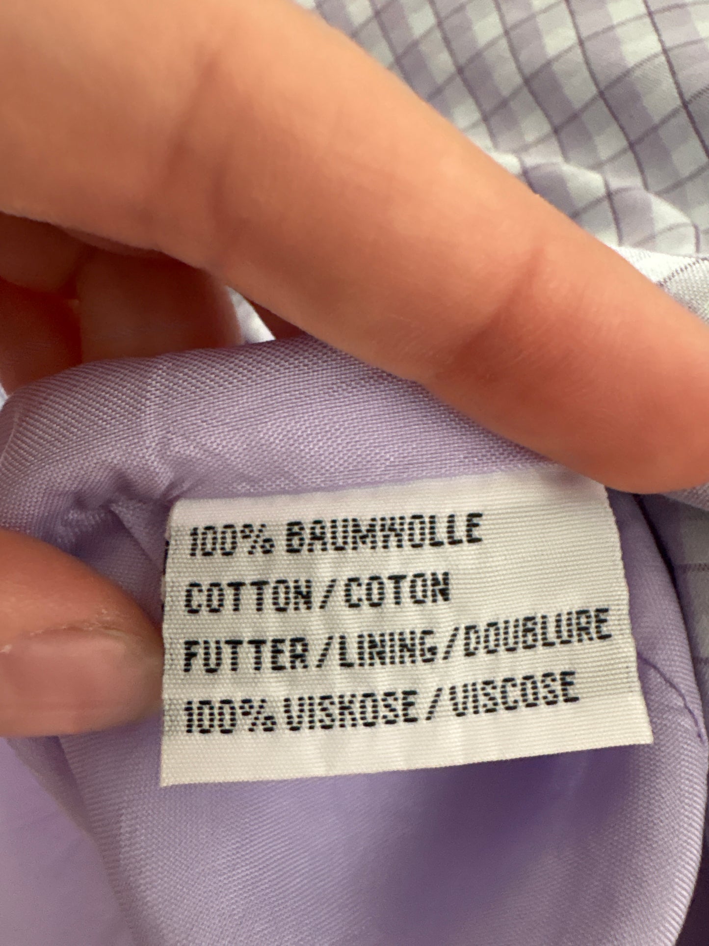 Costum vintage gingham lavandă din panzica de bumbac cu pantaloni capri super în trend