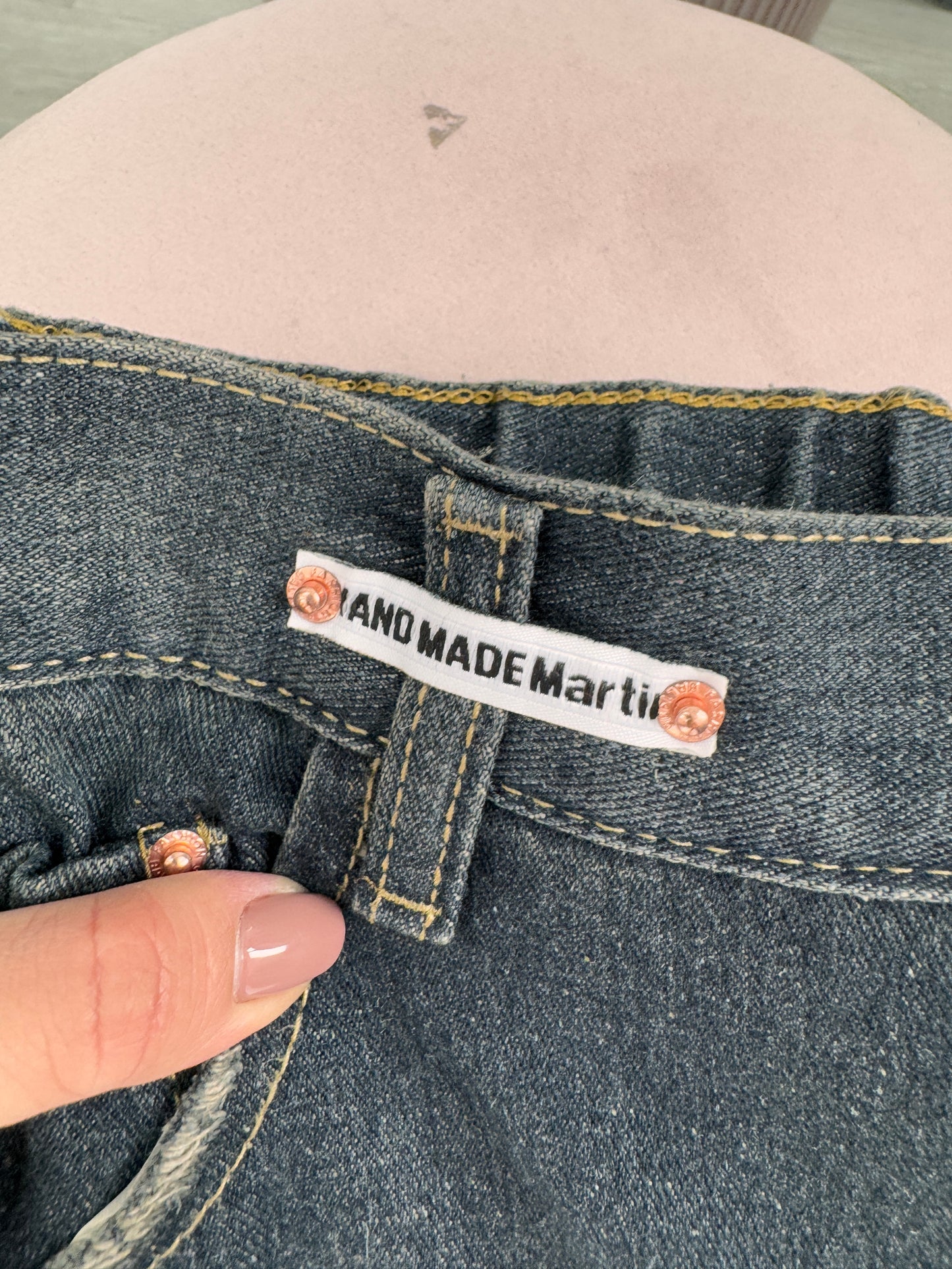 Jeanși Luxury hand made whide leg cu talie ultra înaltă elastică