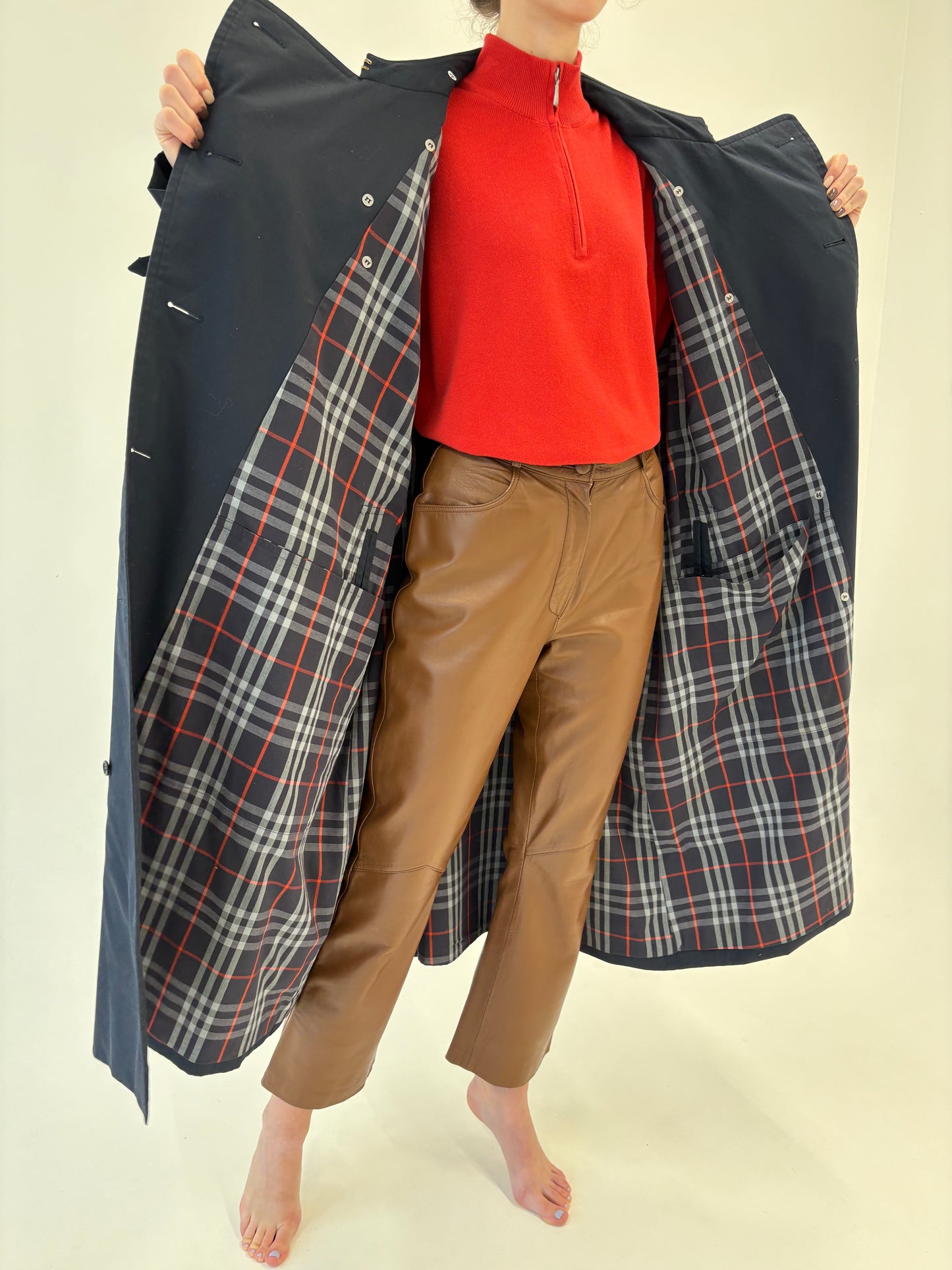 Trench vintage Burberry tall plus size cu talie reglabilă