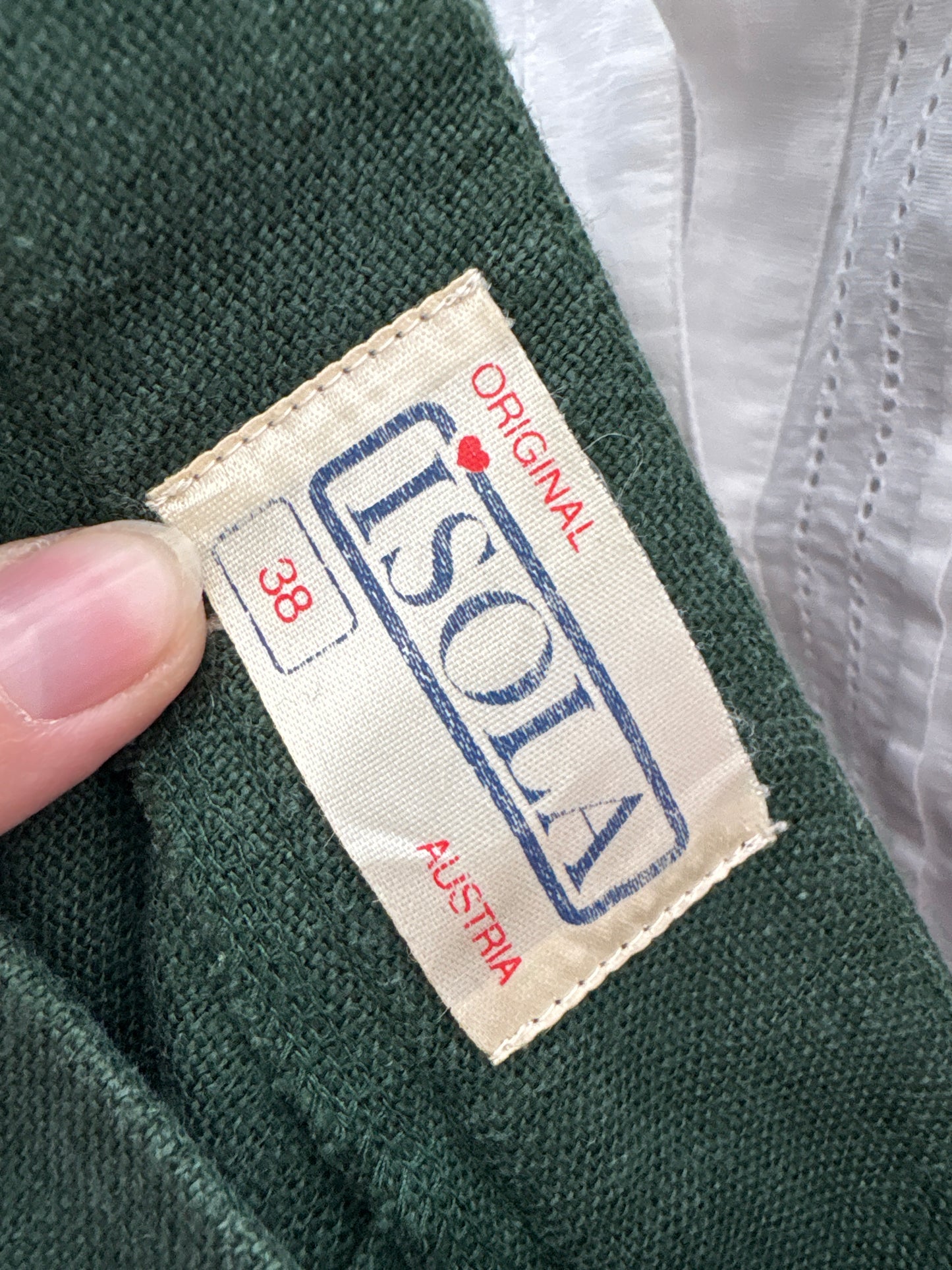Pantaloni vintage dark green din pânză excepțională de in țigaretă
