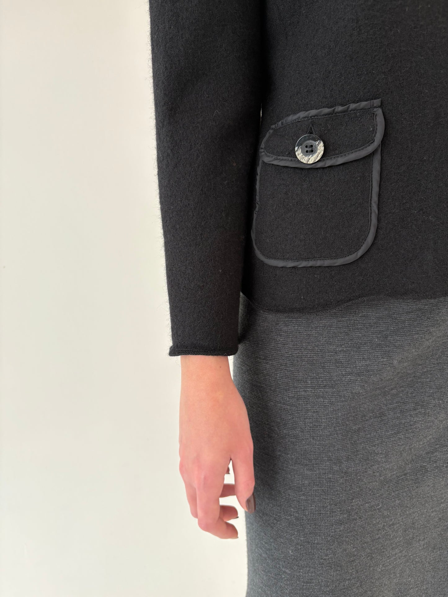 Sacou luxury negru Krizia din boiled wool ultra confort petite