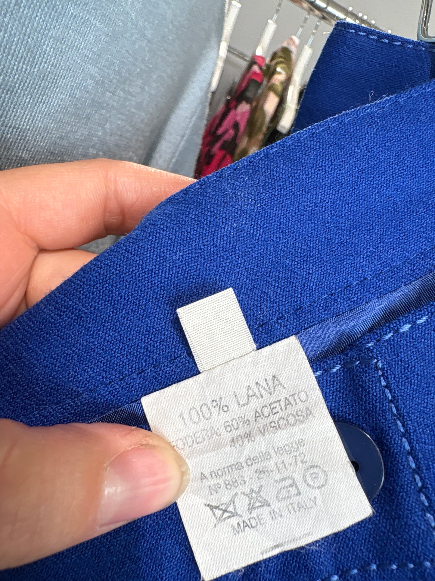Fustă albastru regal din lana extrafina conică cu talie ultra înaltă