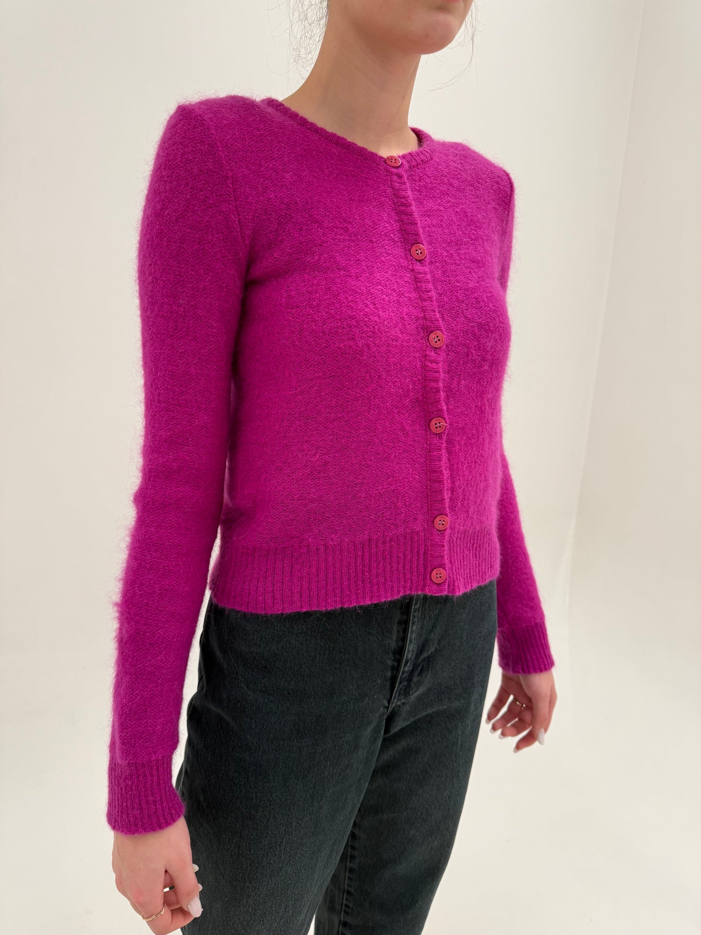 Set Dolce&Gabbana fucsia din mohair - cardigan + maieu