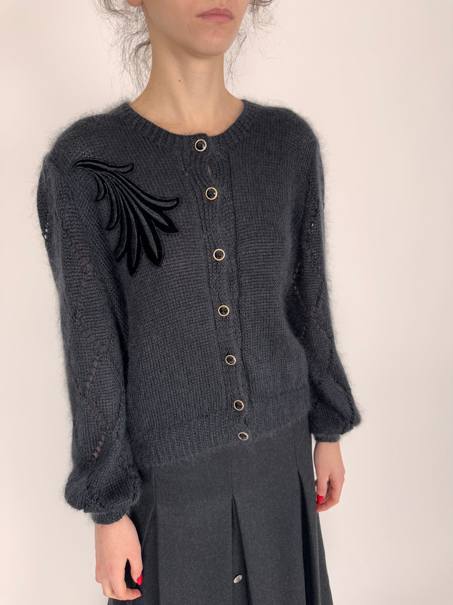 Cardigan vintage excepțional din lana extreem de fină și Angora