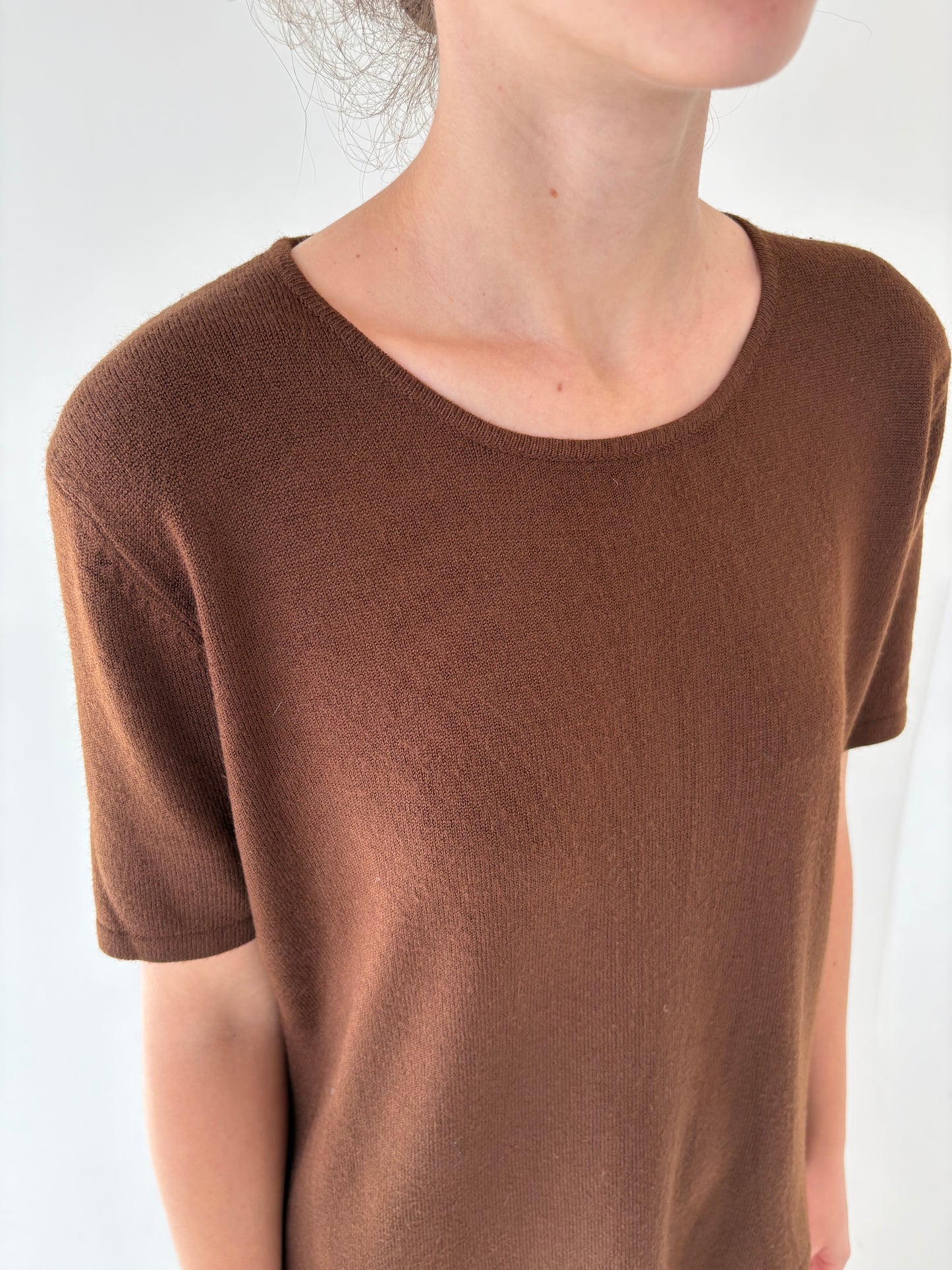 Set vintage chocolate brown din mix de lana extrem de fină cu aplicații manuale