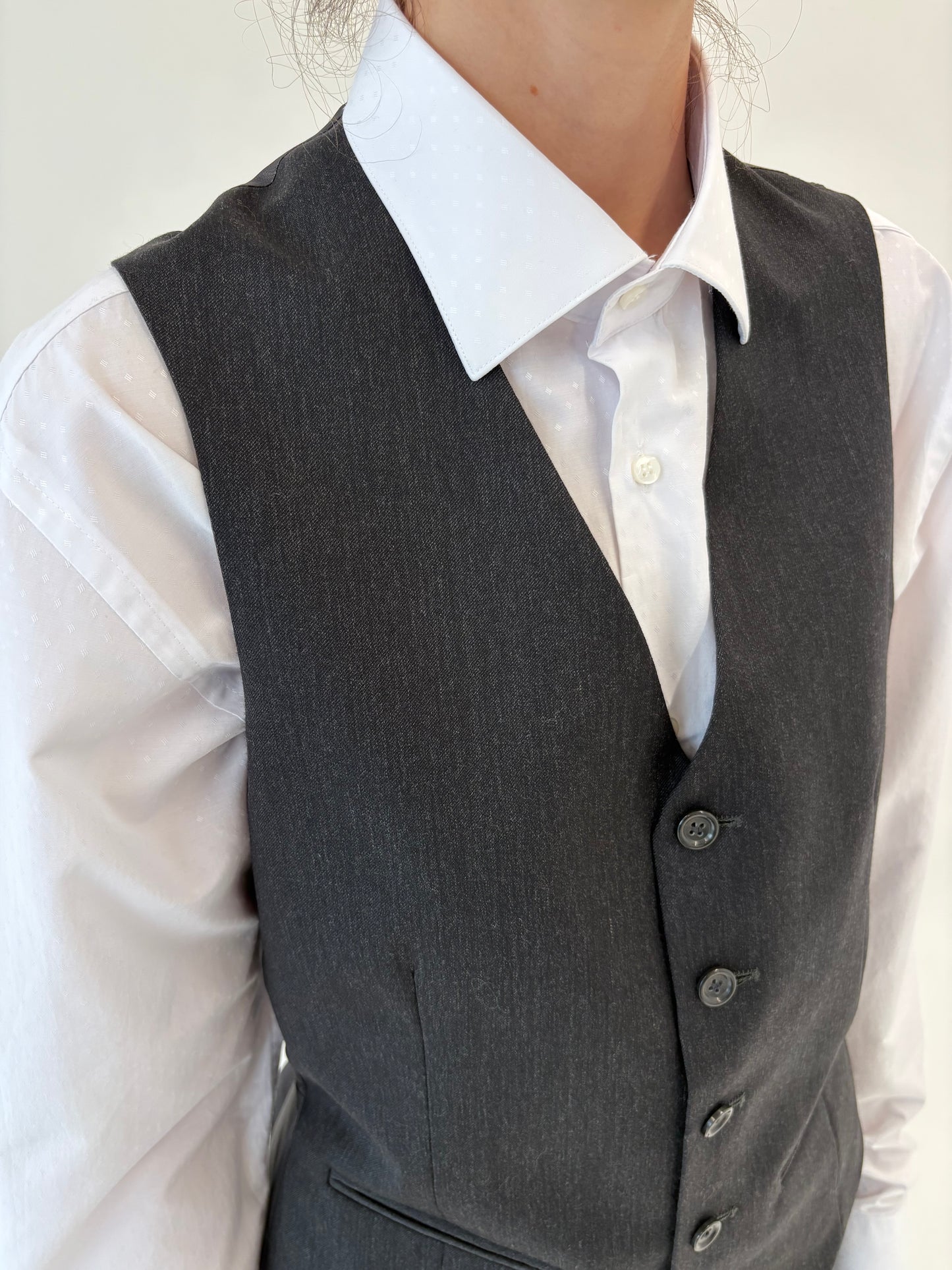 Costum italian charcoal gray din 3 piese și lana extrafina
