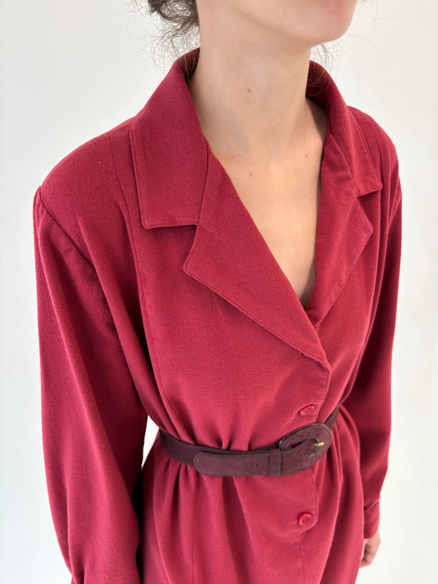 Rochie vintage Marsala red din lana extrafina plină