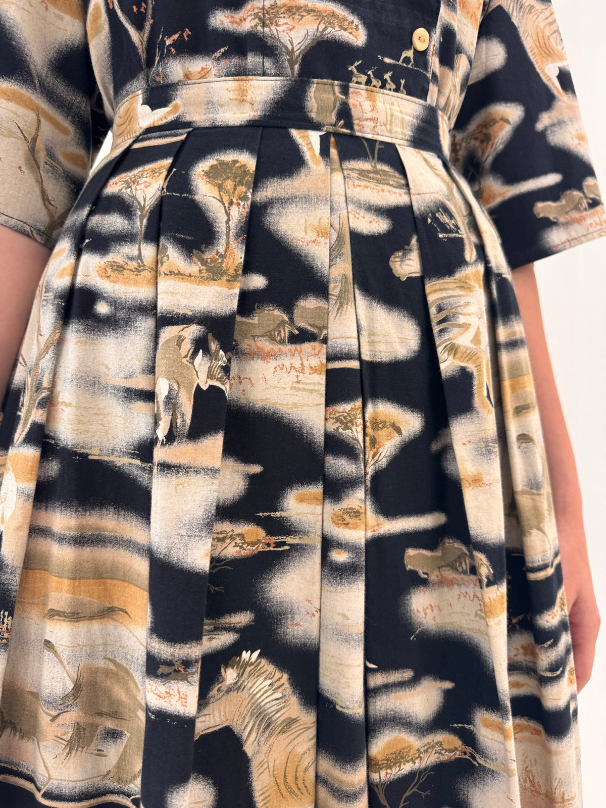 Set vintage Safari din cu print Safari din pânză premium în croi retro modern